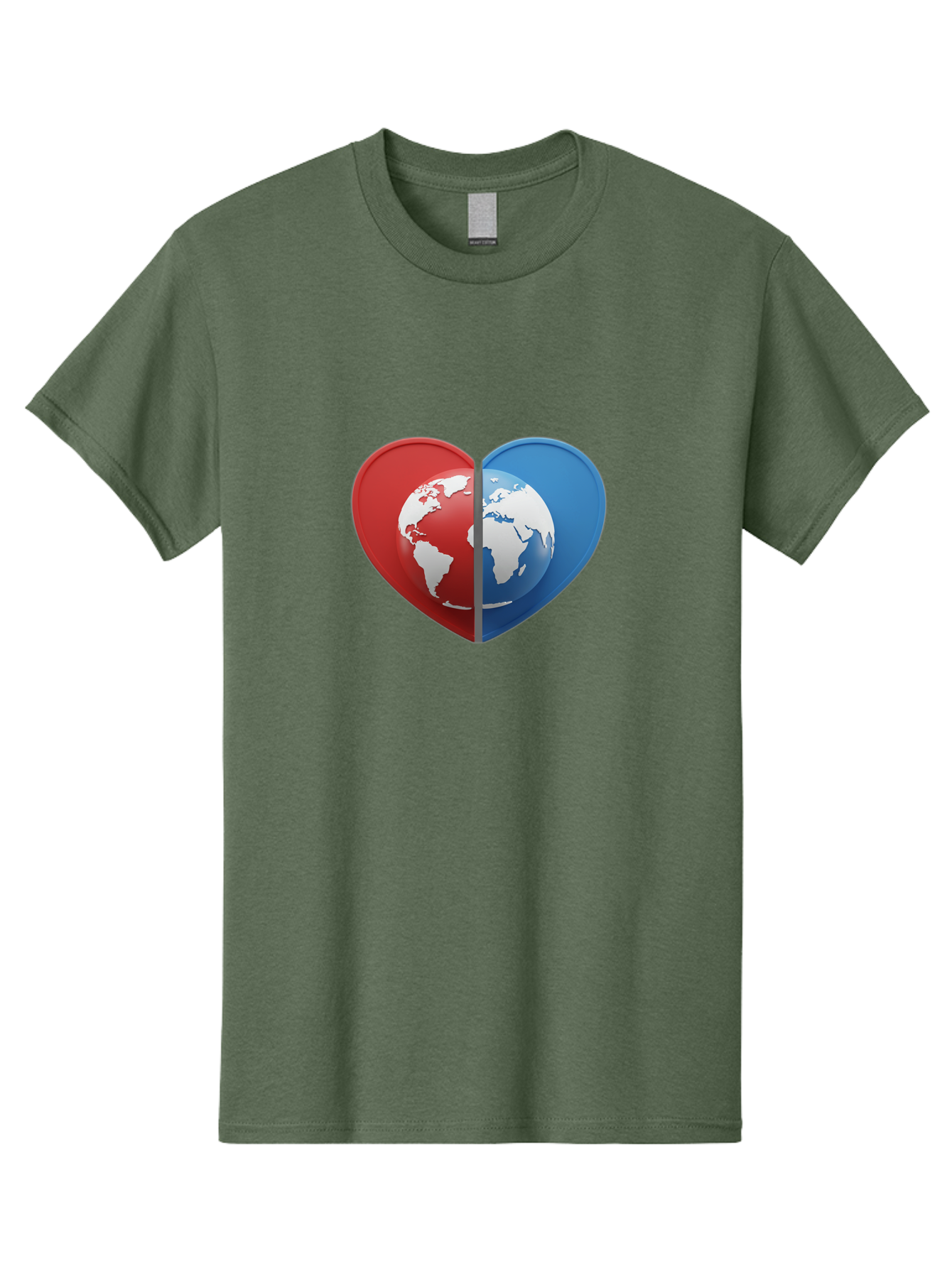 Heart-Shaped-Earth Men'S Graphic Tee, 100% Cotton, Comfortable Casual Summer Wear, Machine Washable, Heart-Shaped Earth, Global Unity, World Love, International Harmony, Earth Symbol, Global Connection, Love For Planet, World Map, Baa791 21