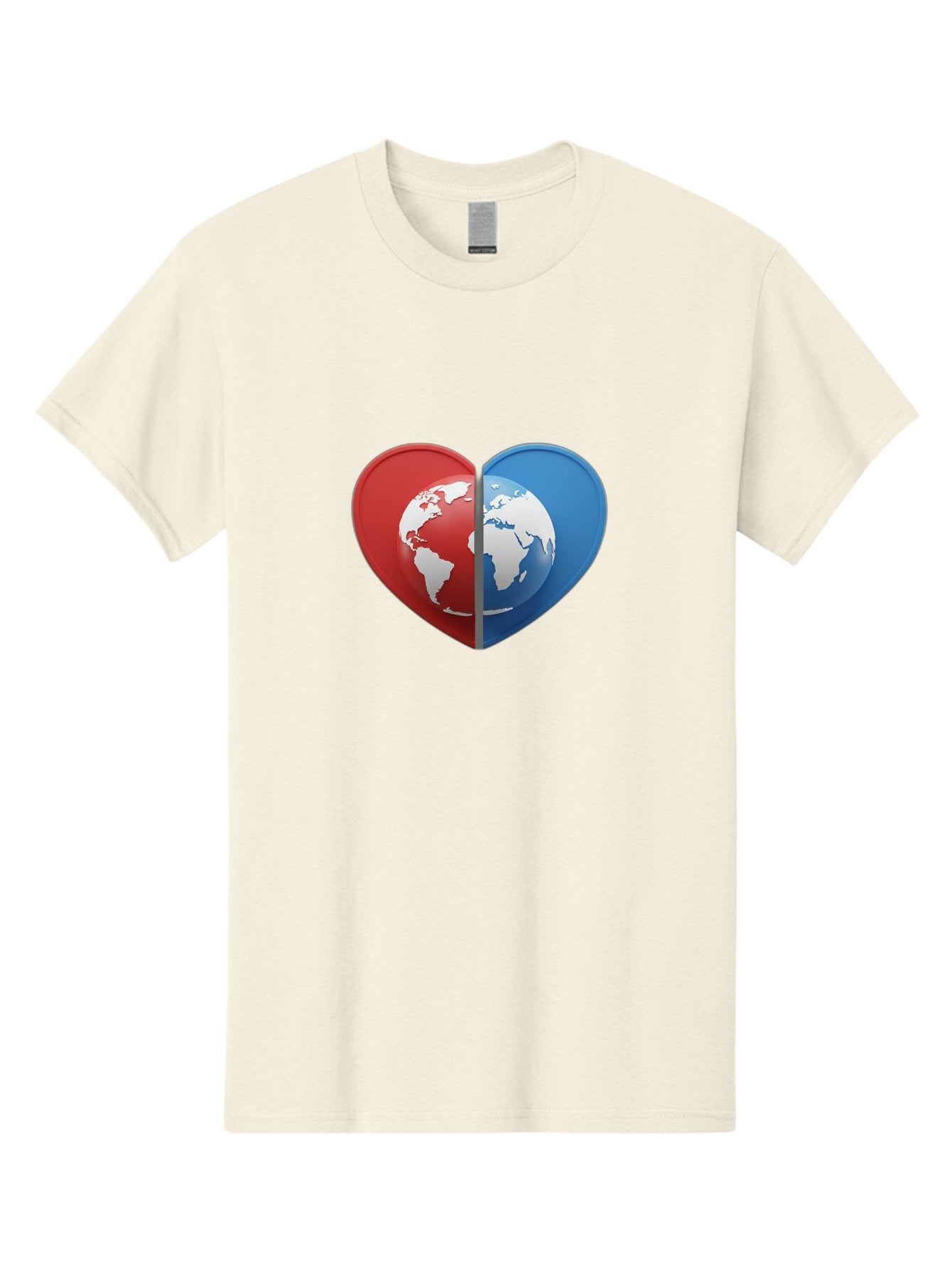 Heart-Shaped-Earth Men'S Graphic Tee, 100% Cotton, Comfortable Casual Summer Wear, Machine Washable, Heart-Shaped Earth, Global Unity, World Love, International Harmony, Earth Symbol, Global Connection, Love For Planet, World Map, Baa791 15