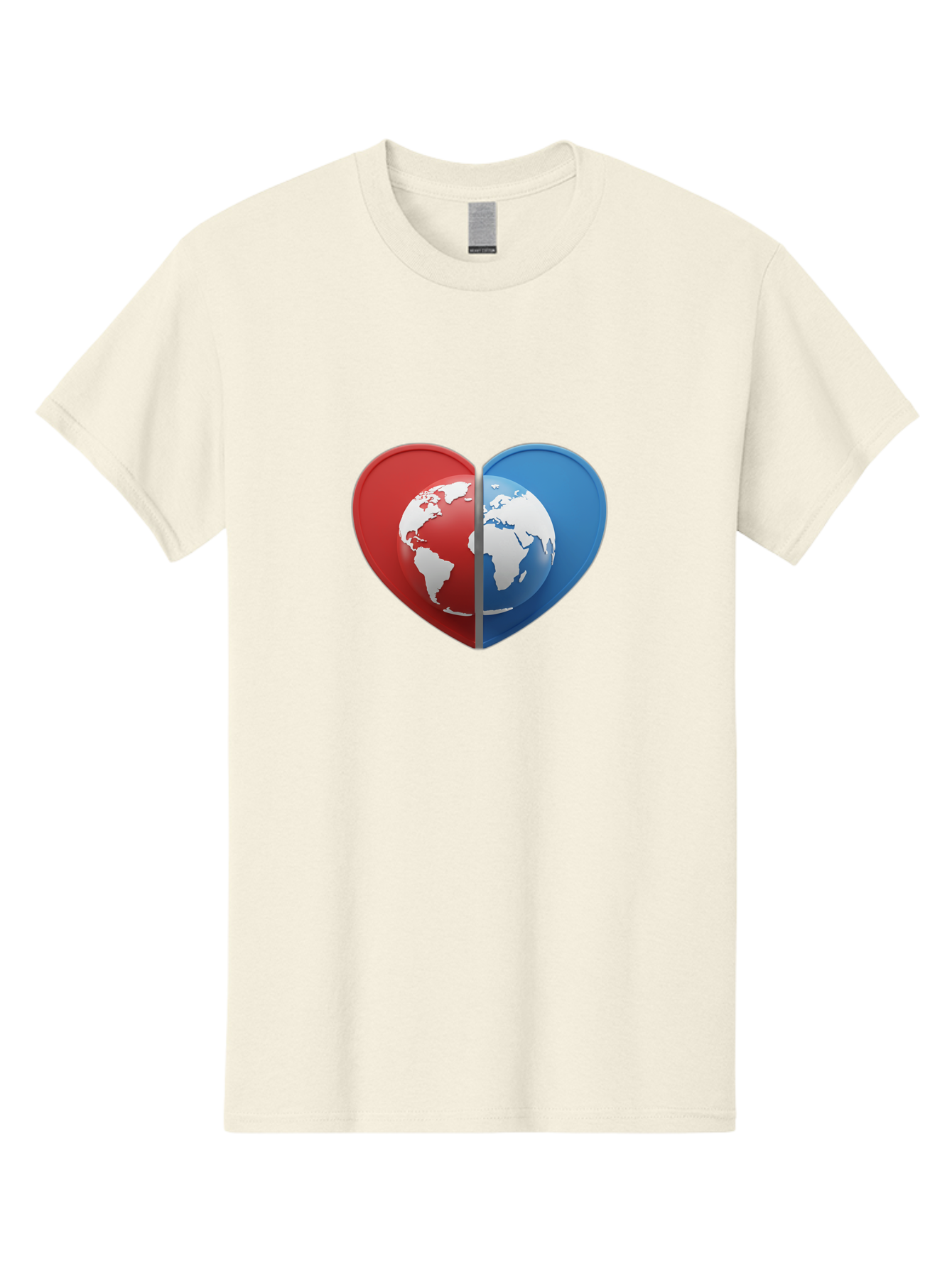 Heart-Shaped-Earth Men'S Graphic Tee, 100% Cotton, Comfortable Casual Summer Wear, Machine Washable, Heart-Shaped Earth, Global Unity, World Love, International Harmony, Earth Symbol, Global Connection, Love For Planet, World Map, Baa791