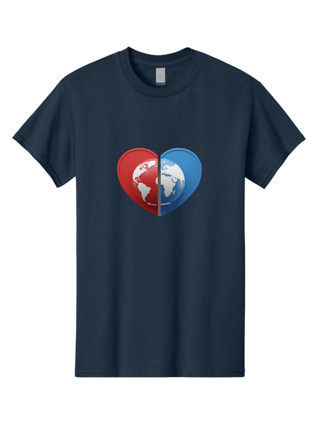 Heart-Shaped-Earth Men'S Graphic Tee, 100% Cotton, Comfortable Casual Summer Wear, Machine Washable, Heart-Shaped Earth, Global Unity, World Love, International Harmony, Earth Symbol, Global Connection, Love For Planet, World Map, Baa791 12