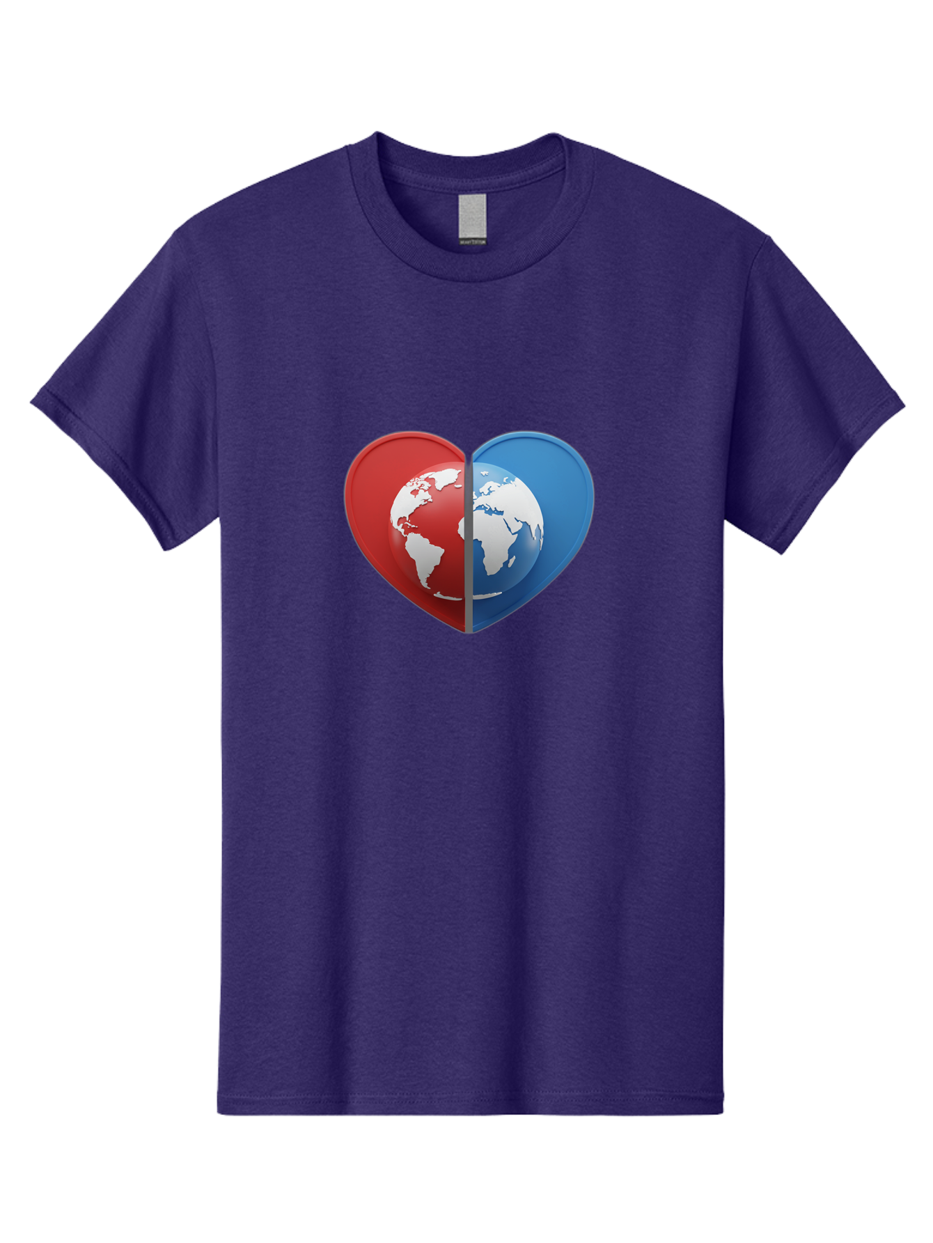 Heart-Shaped-Earth Men'S Graphic Tee, 100% Cotton, Comfortable Casual Summer Wear, Machine Washable, Heart-Shaped Earth, Global Unity, World Love, International Harmony, Earth Symbol, Global Connection, Love For Planet, World Map, Baa791 25
