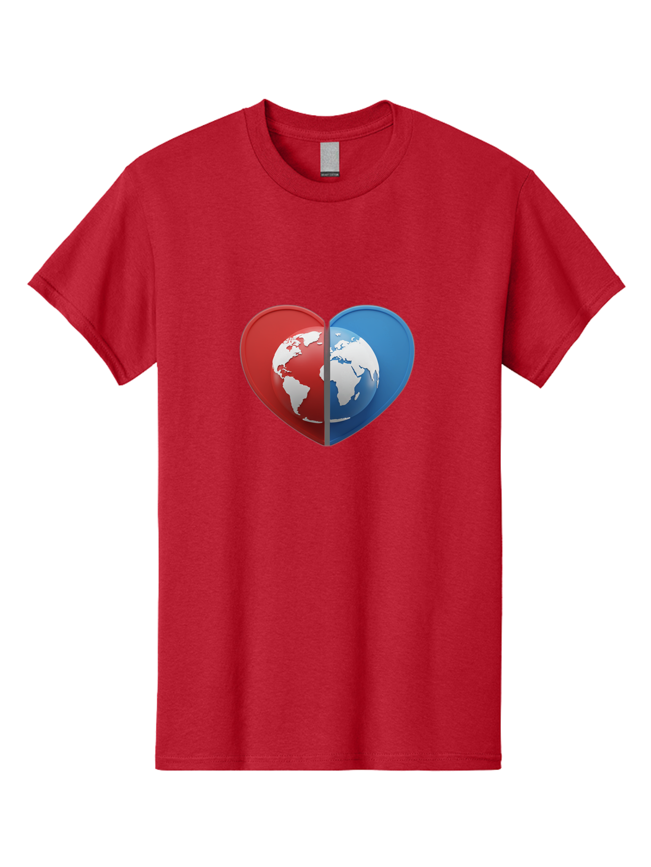 Heart-Shaped-Earth Men'S Graphic Tee, 100% Cotton, Comfortable Casual Summer Wear, Machine Washable, Heart-Shaped Earth, Global Unity, World Love, International Harmony, Earth Symbol, Global Connection, Love For Planet, World Map, Baa791 29