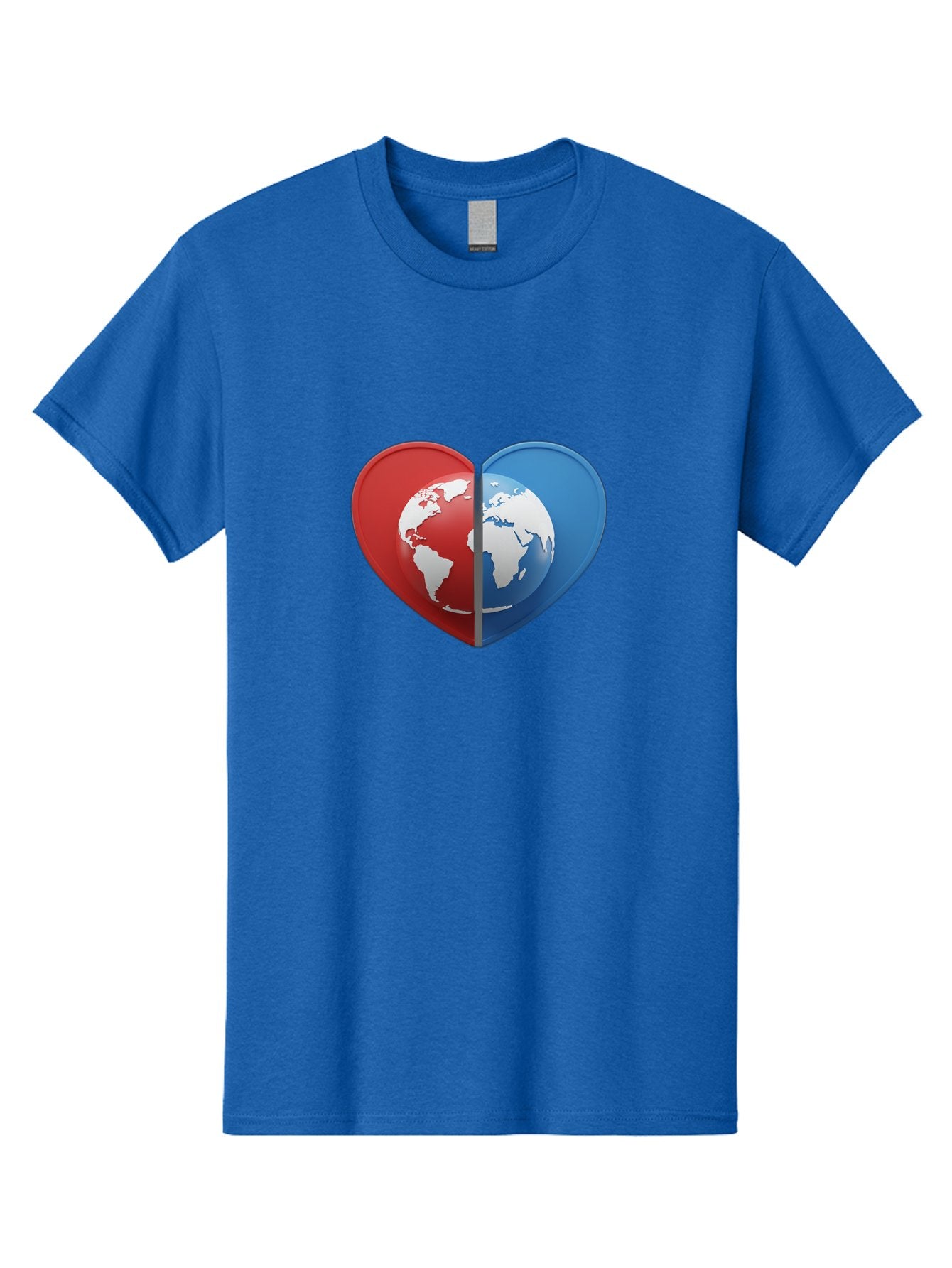 Heart-Shaped-Earth Men'S Graphic Tee, 100% Cotton, Comfortable Casual Summer Wear, Machine Washable, Heart-Shaped Earth, Global Unity, World Love, International Harmony, Earth Symbol, Global Connection, Love For Planet, World Map, Baa791 3