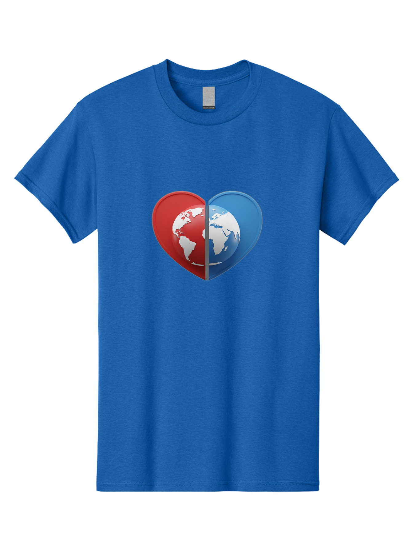 Heart-Shaped-Earth Men'S Graphic Tee, 100% Cotton, Comfortable Casual Summer Wear, Machine Washable, Heart-Shaped Earth, Global Unity, World Love, International Harmony, Earth Symbol, Global Connection, Love For Planet, World Map, Baa791 17