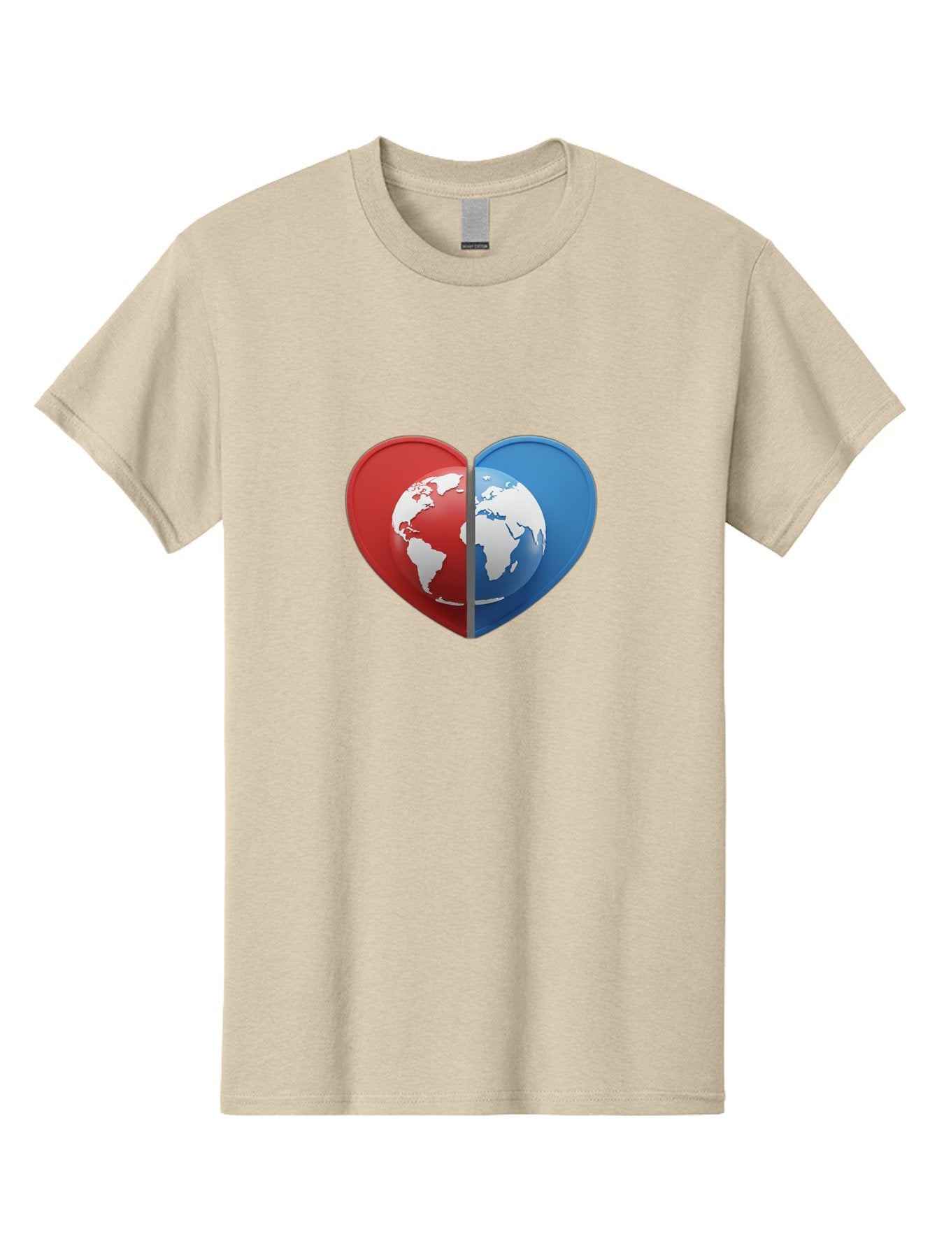 Heart-Shaped-Earth Men'S Graphic Tee, 100% Cotton, Comfortable Casual Summer Wear, Machine Washable, Heart-Shaped Earth, Global Unity, World Love, International Harmony, Earth Symbol, Global Connection, Love For Planet, World Map, Baa791 6