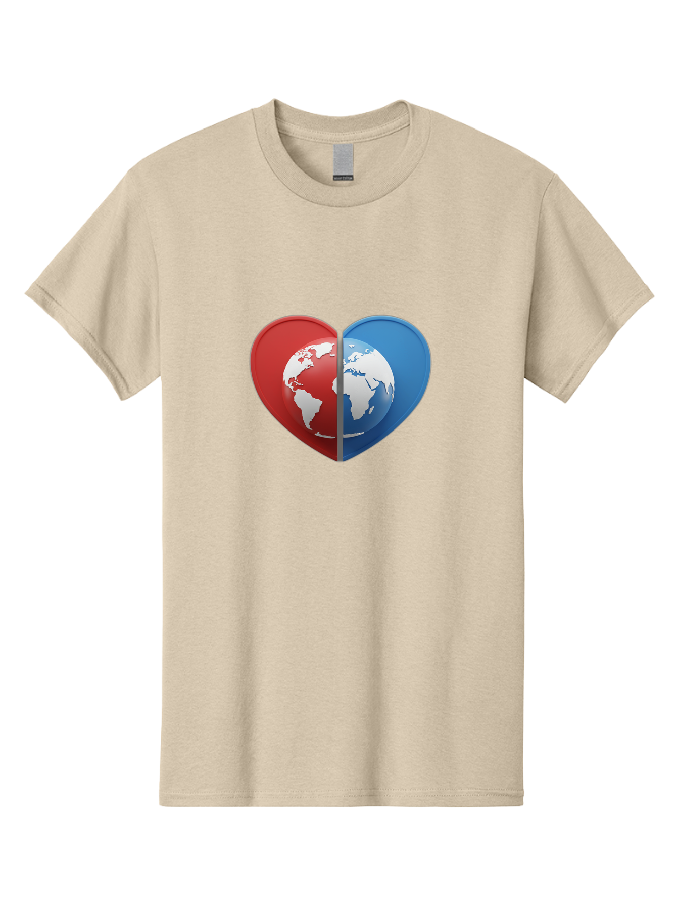Heart-Shaped-Earth Men'S Graphic Tee, 100% Cotton, Comfortable Casual Summer Wear, Machine Washable, Heart-Shaped Earth, Global Unity, World Love, International Harmony, Earth Symbol, Global Connection, Love For Planet, World Map, Baa791 13