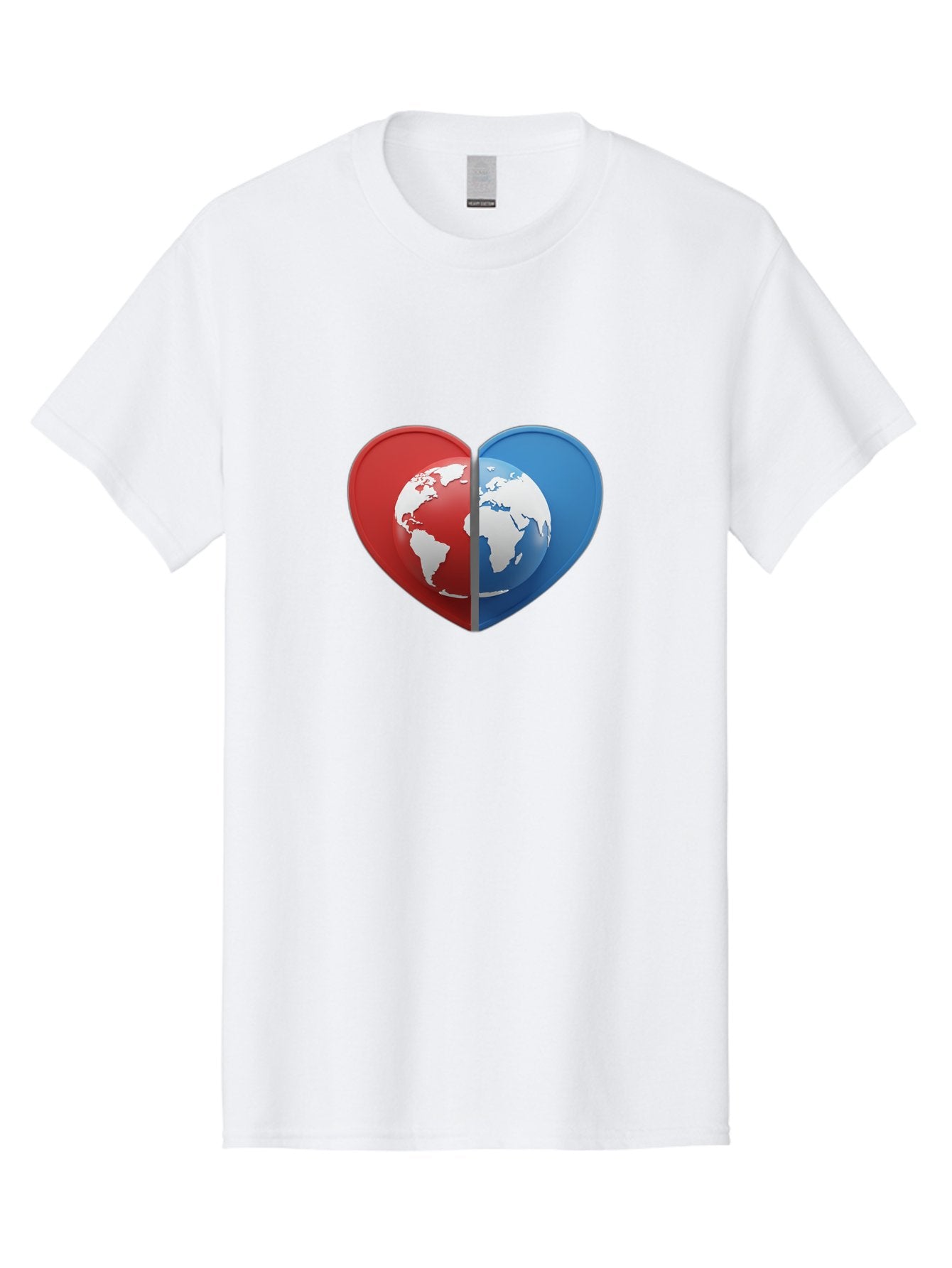 Heart-Shaped-Earth Men'S Graphic Tee, 100% Cotton, Comfortable Casual Summer Wear, Machine Washable, Heart-Shaped Earth, Global Unity, World Love, International Harmony, Earth Symbol, Global Connection, Love For Planet, World Map, Baa791