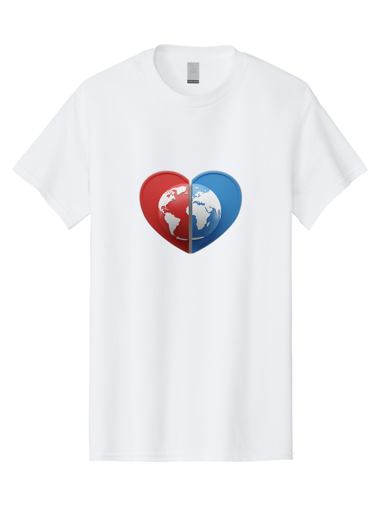 Heart-Shaped-Earth Men'S Graphic Tee, 100% Cotton, Comfortable Casual Summer Wear, Machine Washable, Heart-Shaped Earth, Global Unity, World Love, International Harmony, Earth Symbol, Global Connection, Love For Planet, World Map, Baa791 19