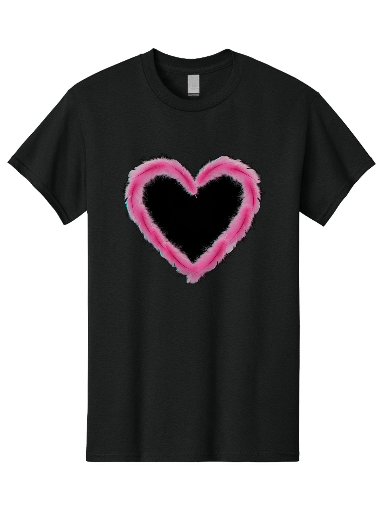 Heart Men'S Graphic Tee, 100% Cotton, Comfortable Casual Summer Wear, Machine Washable, Pink Feather Heart, Fluffy Heart, Romantic Symbol, Fuzzy Love, Heart Shape, Feather Design, Cute Graphics, Valentine'S Icon Baa794 3