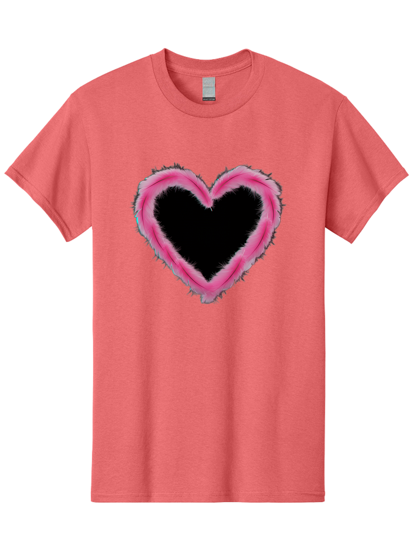 Heart Men'S Graphic Tee, 100% Cotton, Comfortable Casual Summer Wear, Machine Washable, Pink Feather Heart, Fluffy Heart, Romantic Symbol, Fuzzy Love, Heart Shape, Feather Design, Cute Graphics, Valentine'S Icon Baa794 23