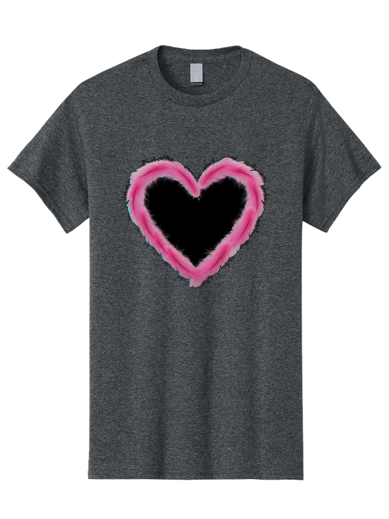 Heart Men'S Graphic Tee, 100% Cotton, Comfortable Casual Summer Wear, Machine Washable, Pink Feather Heart, Fluffy Heart, Romantic Symbol, Fuzzy Love, Heart Shape, Feather Design, Cute Graphics, Valentine'S Icon Baa794 10