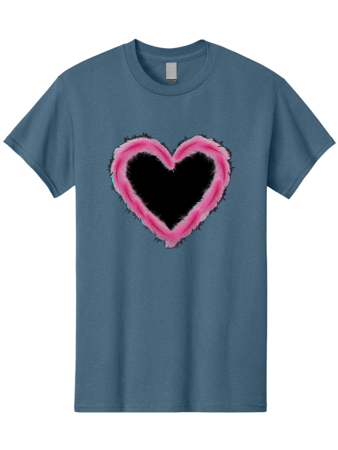 Heart Men'S Graphic Tee, 100% Cotton, Comfortable Casual Summer Wear, Machine Washable, Pink Feather Heart, Fluffy Heart, Romantic Symbol, Fuzzy Love, Heart Shape, Feather Design, Cute Graphics, Valentine'S Icon Baa794 14