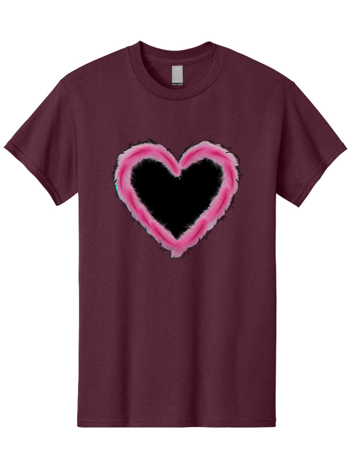 Heart Men'S Graphic Tee, 100% Cotton, Comfortable Casual Summer Wear, Machine Washable, Pink Feather Heart, Fluffy Heart, Romantic Symbol, Fuzzy Love, Heart Shape, Feather Design, Cute Graphics, Valentine'S Icon Baa794 9