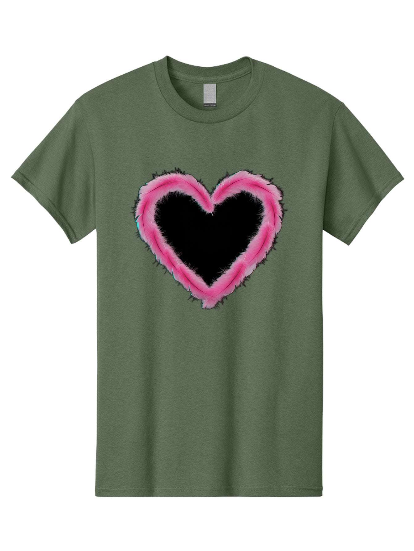 Heart Men'S Graphic Tee, 100% Cotton, Comfortable Casual Summer Wear, Machine Washable, Pink Feather Heart, Fluffy Heart, Romantic Symbol, Fuzzy Love, Heart Shape, Feather Design, Cute Graphics, Valentine'S Icon Baa794 15