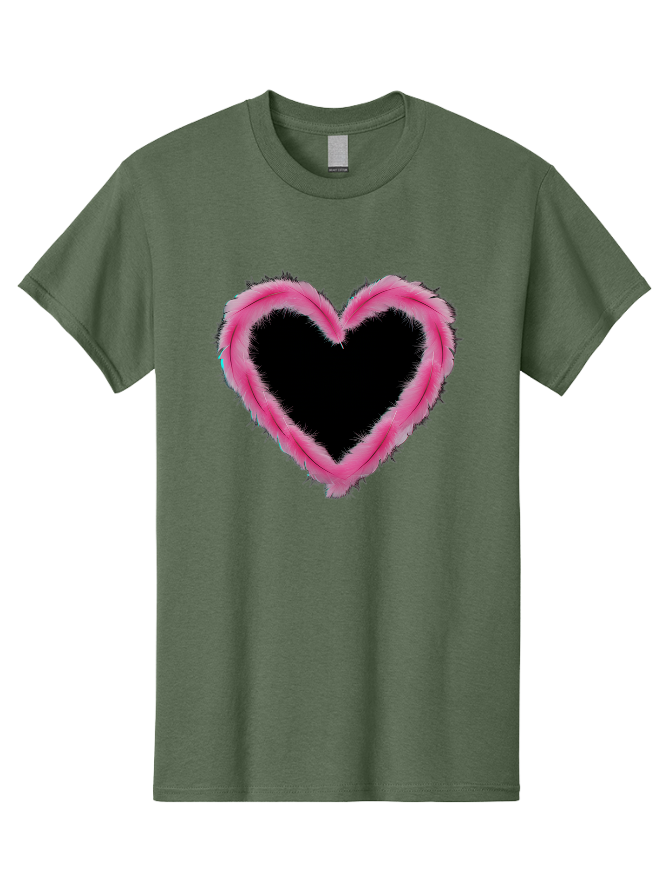 Heart Men'S Graphic Tee, 100% Cotton, Comfortable Casual Summer Wear, Machine Washable, Pink Feather Heart, Fluffy Heart, Romantic Symbol, Fuzzy Love, Heart Shape, Feather Design, Cute Graphics, Valentine'S Icon Baa794