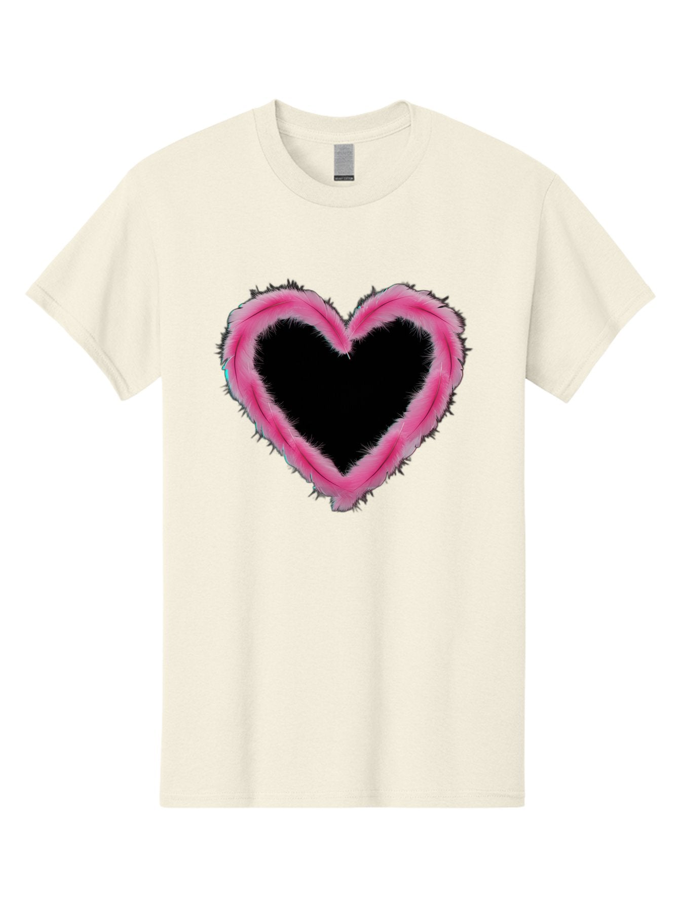 Heart Men'S Graphic Tee, 100% Cotton, Comfortable Casual Summer Wear, Machine Washable, Pink Feather Heart, Fluffy Heart, Romantic Symbol, Fuzzy Love, Heart Shape, Feather Design, Cute Graphics, Valentine'S Icon Baa794 13
