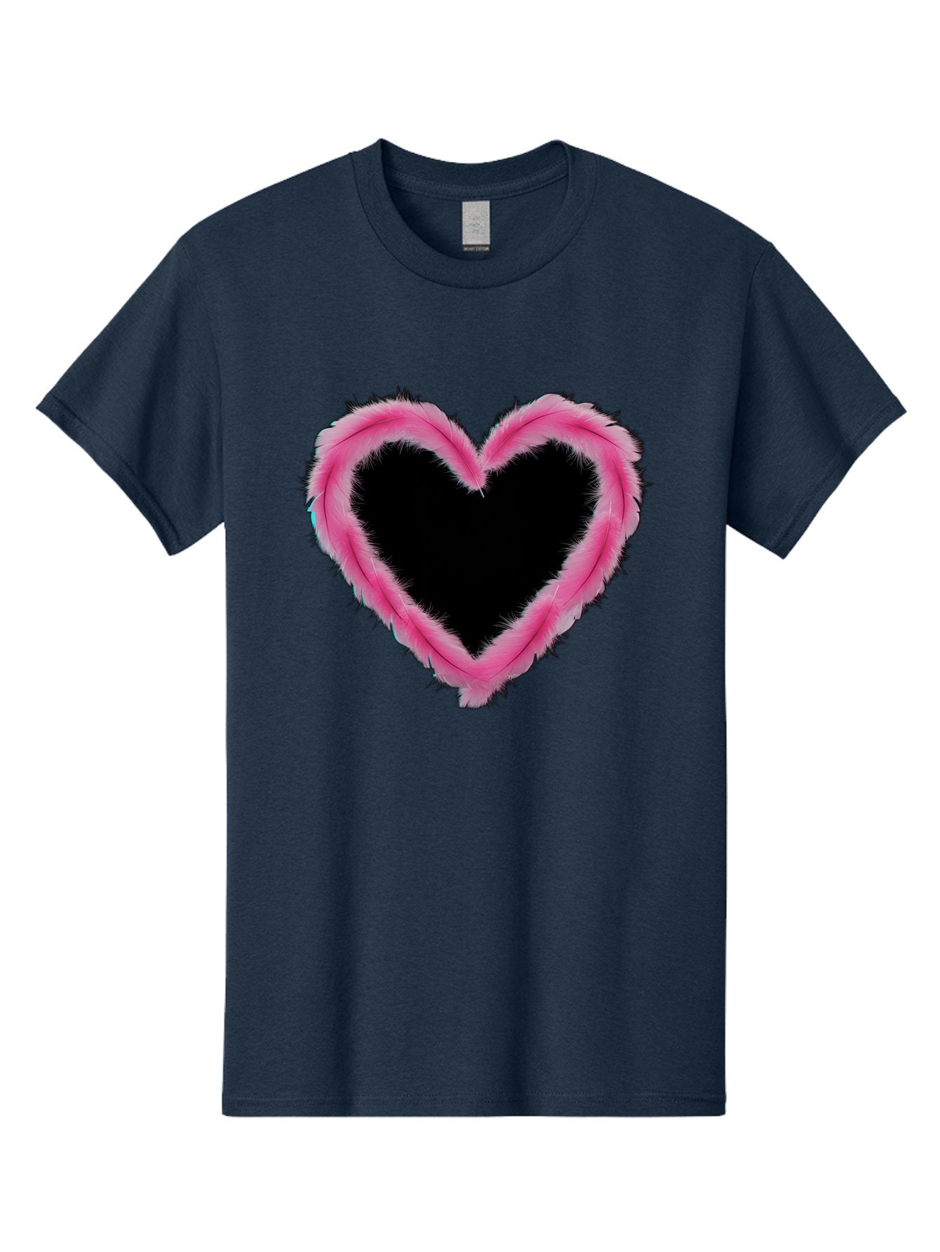 Heart Men'S Graphic Tee, 100% Cotton, Comfortable Casual Summer Wear, Machine Washable, Pink Feather Heart, Fluffy Heart, Romantic Symbol, Fuzzy Love, Heart Shape, Feather Design, Cute Graphics, Valentine'S Icon Baa794 12