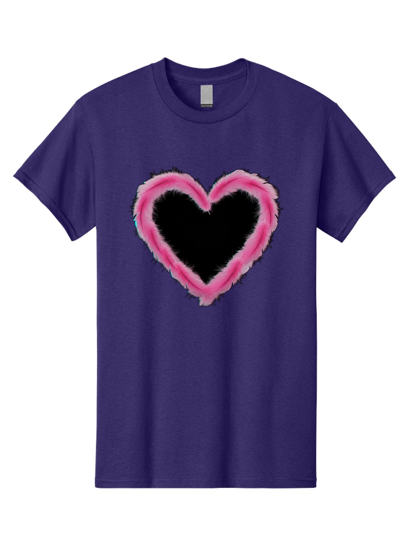 Heart Men'S Graphic Tee, 100% Cotton, Comfortable Casual Summer Wear, Machine Washable, Pink Feather Heart, Fluffy Heart, Romantic Symbol, Fuzzy Love, Heart Shape, Feather Design, Cute Graphics, Valentine'S Icon Baa794 11