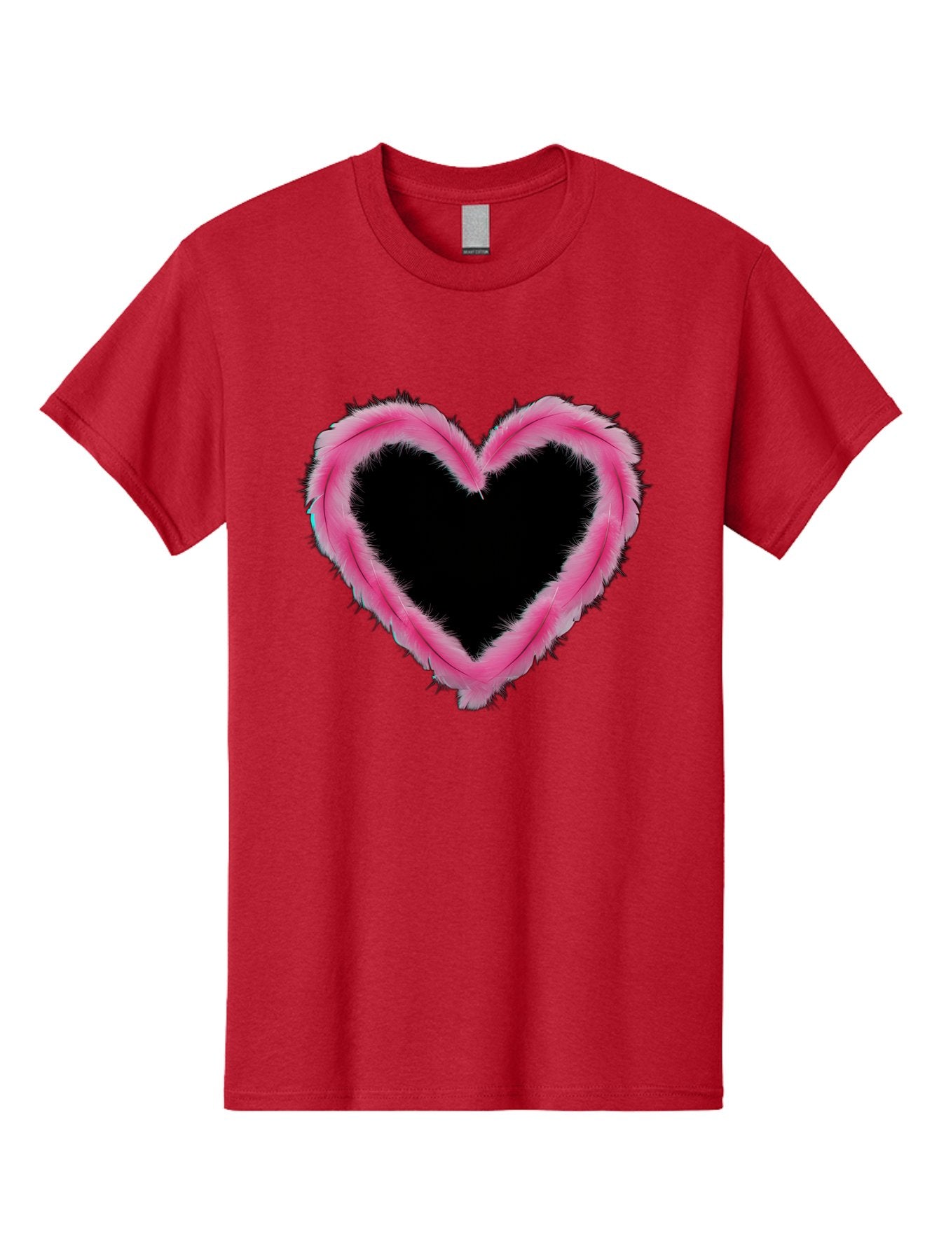 Heart Men'S Graphic Tee, 100% Cotton, Comfortable Casual Summer Wear, Machine Washable, Pink Feather Heart, Fluffy Heart, Romantic Symbol, Fuzzy Love, Heart Shape, Feather Design, Cute Graphics, Valentine'S Icon Baa794 8