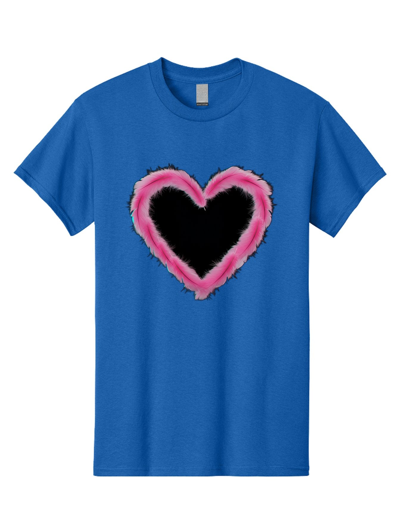 Heart Men'S Graphic Tee, 100% Cotton, Comfortable Casual Summer Wear, Machine Washable, Pink Feather Heart, Fluffy Heart, Romantic Symbol, Fuzzy Love, Heart Shape, Feather Design, Cute Graphics, Valentine'S Icon Baa794 7