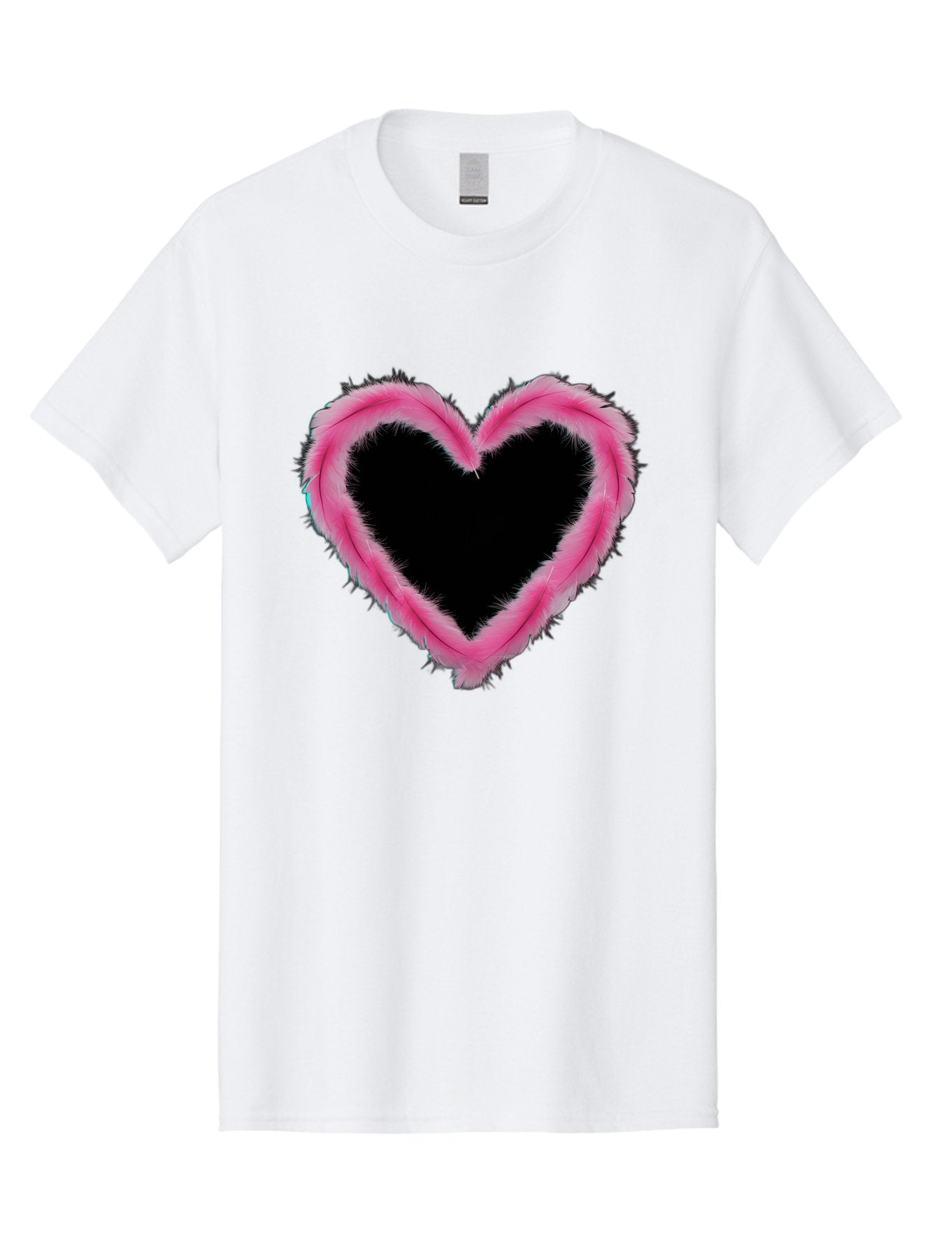 Heart Men'S Graphic Tee, 100% Cotton, Comfortable Casual Summer Wear, Machine Washable, Pink Feather Heart, Fluffy Heart, Romantic Symbol, Fuzzy Love, Heart Shape, Feather Design, Cute Graphics, Valentine'S Icon Baa794 6