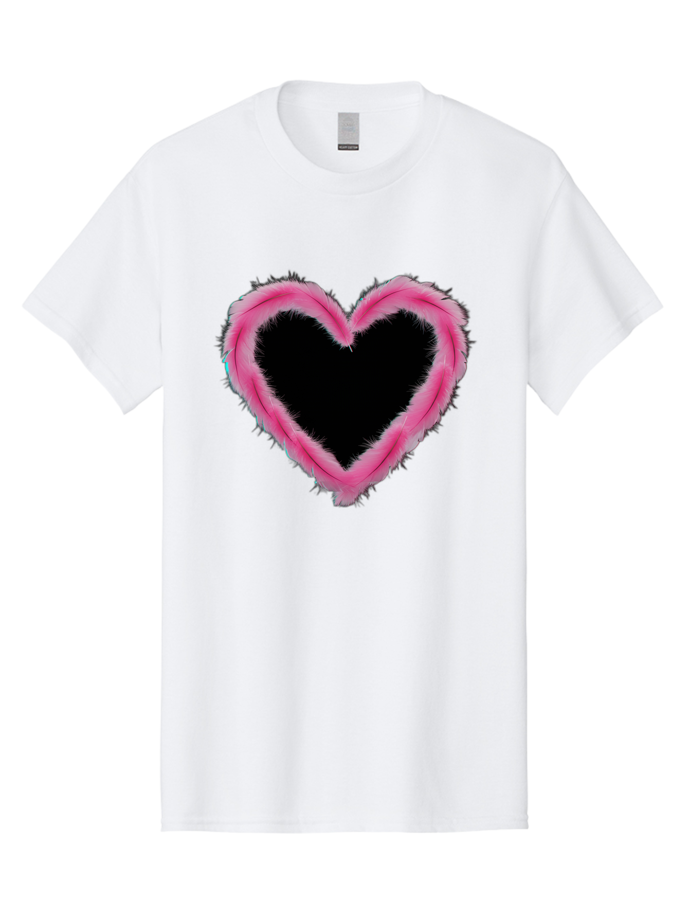 Heart Men'S Graphic Tee, 100% Cotton, Comfortable Casual Summer Wear, Machine Washable, Pink Feather Heart, Fluffy Heart, Romantic Symbol, Fuzzy Love, Heart Shape, Feather Design, Cute Graphics, Valentine'S Icon Baa794 13