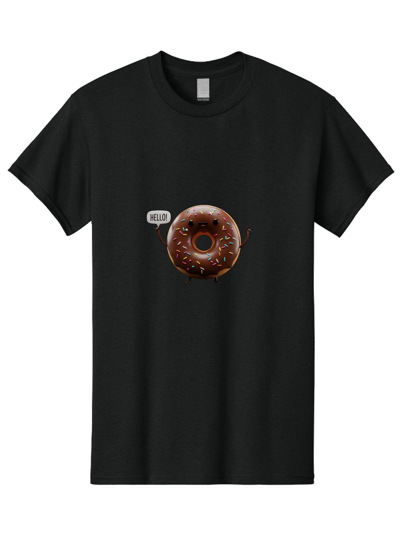 Hello-Donut Men'S Graphic Tee, 100% Cotton, Comfortable Casual Summer Wear, Machine Washable, Chocolate Donut With Sprinkles, Donut Character, Hello Greeting, Sweet Treat, Cartoon Donut, Playful Design, Colorful Sprinkles, Baa795 13