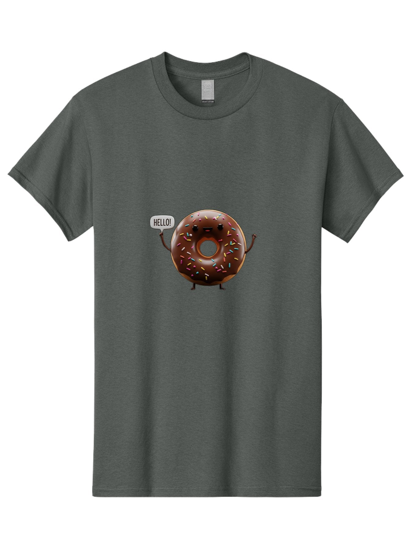 Hello-Donut Men'S Graphic Tee, 100% Cotton, Comfortable Casual Summer Wear, Machine Washable, Chocolate Donut With Sprinkles, Donut Character, Hello Greeting, Sweet Treat, Cartoon Donut, Playful Design, Colorful Sprinkles, Baa795 12