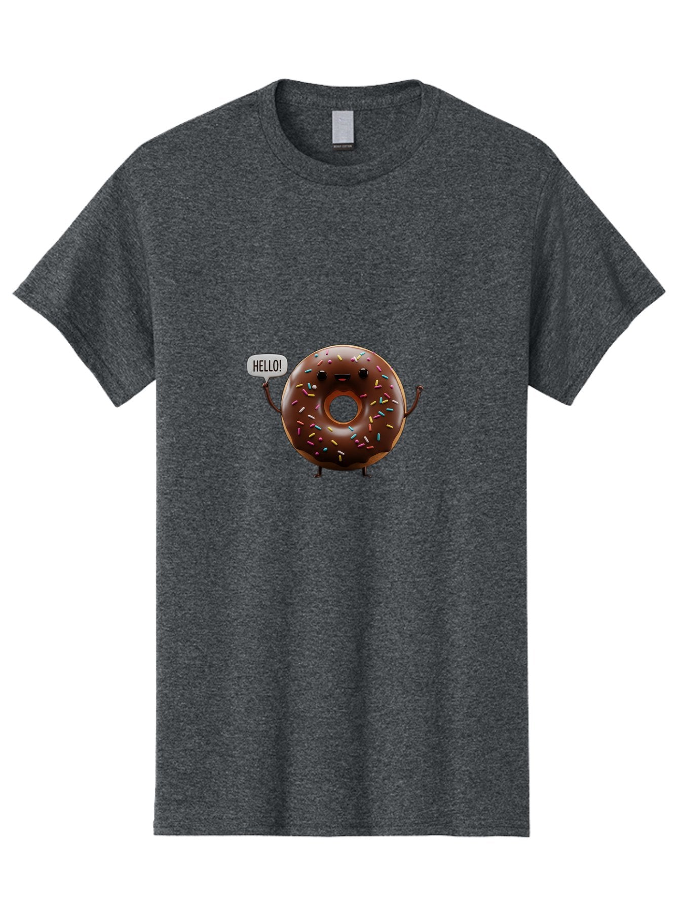 Hello-Donut Men'S Graphic Tee, 100% Cotton, Comfortable Casual Summer Wear, Machine Washable, Chocolate Donut With Sprinkles, Donut Character, Hello Greeting, Sweet Treat, Cartoon Donut, Playful Design, Colorful Sprinkles, Baa795 8