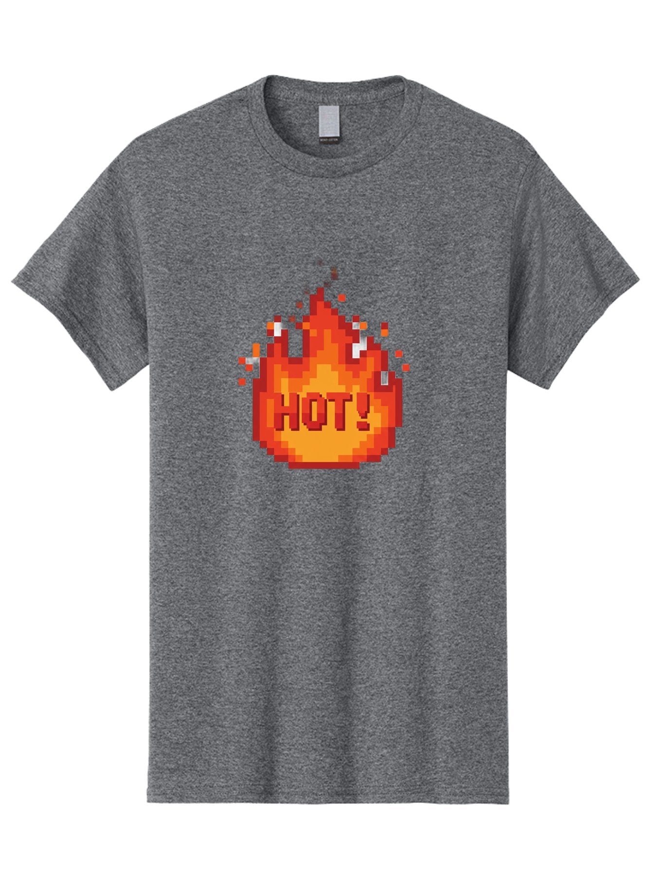 Hot-1 Men'S Graphic Tee, 100% Cotton, Comfortable Casual Summer Wear, Machine Washable, Blazing Fire, Hot Emoji, Burning Flames, Fiery Passion, Intense Heat, Vibrant Graphics, Pixel Art, Retro Style, Digital Graphics Baa797 6