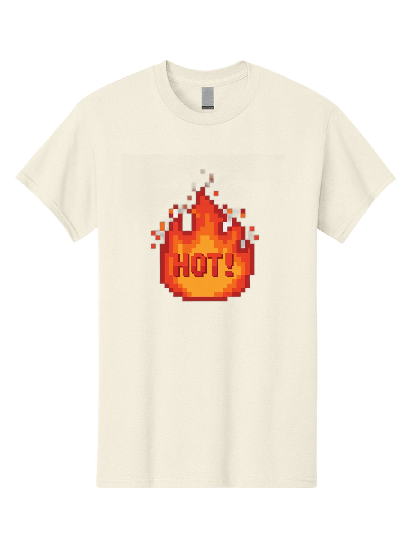 Hot-1 Men'S Graphic Tee, 100% Cotton, Comfortable Casual Summer Wear, Machine Washable, Blazing Fire, Hot Emoji, Burning Flames, Fiery Passion, Intense Heat, Vibrant Graphics, Pixel Art, Retro Style, Digital Graphics Baa797