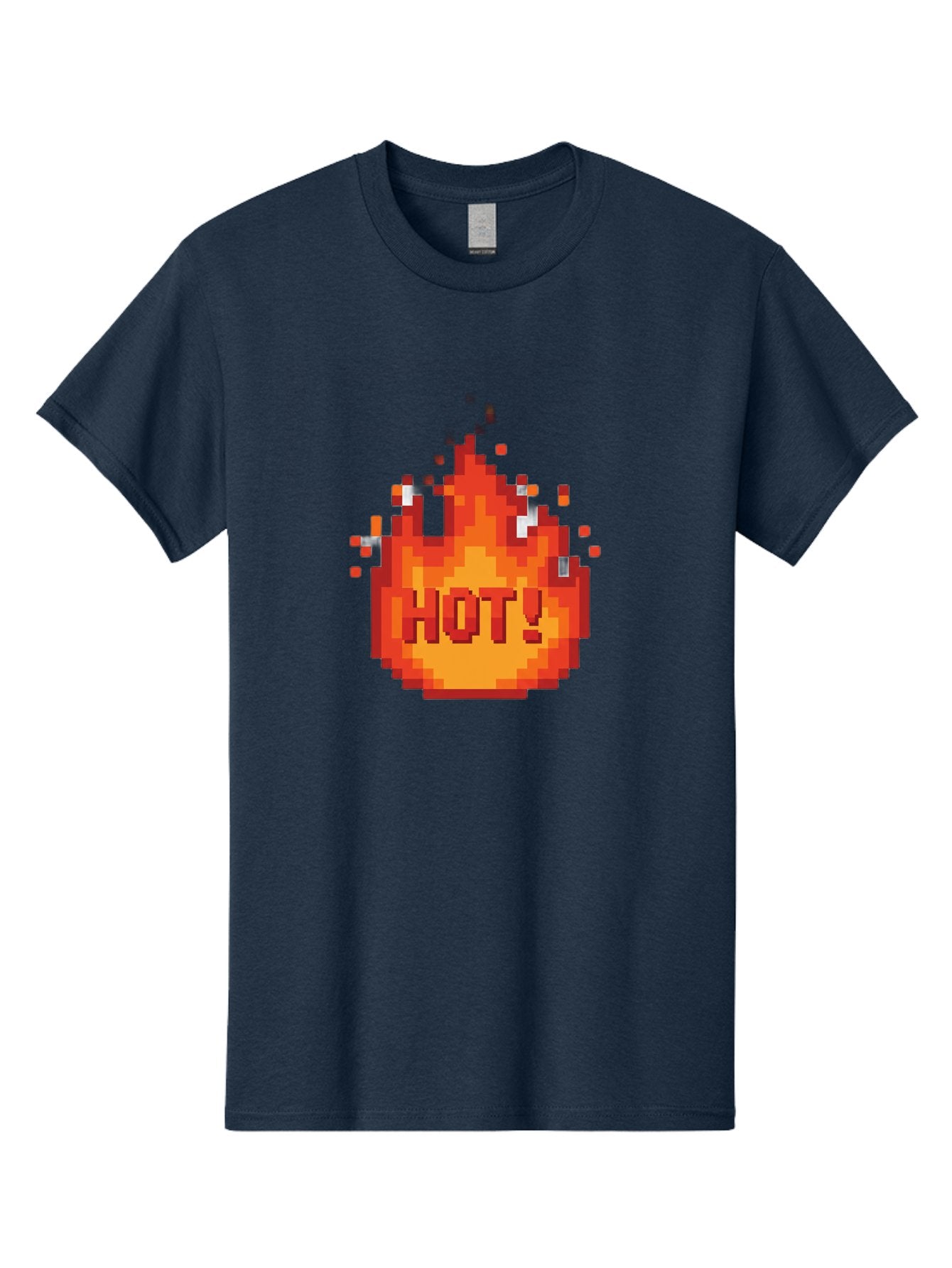 Hot-1 Men'S Graphic Tee, 100% Cotton, Comfortable Casual Summer Wear, Machine Washable, Blazing Fire, Hot Emoji, Burning Flames, Fiery Passion, Intense Heat, Vibrant Graphics, Pixel Art, Retro Style, Digital Graphics Baa797