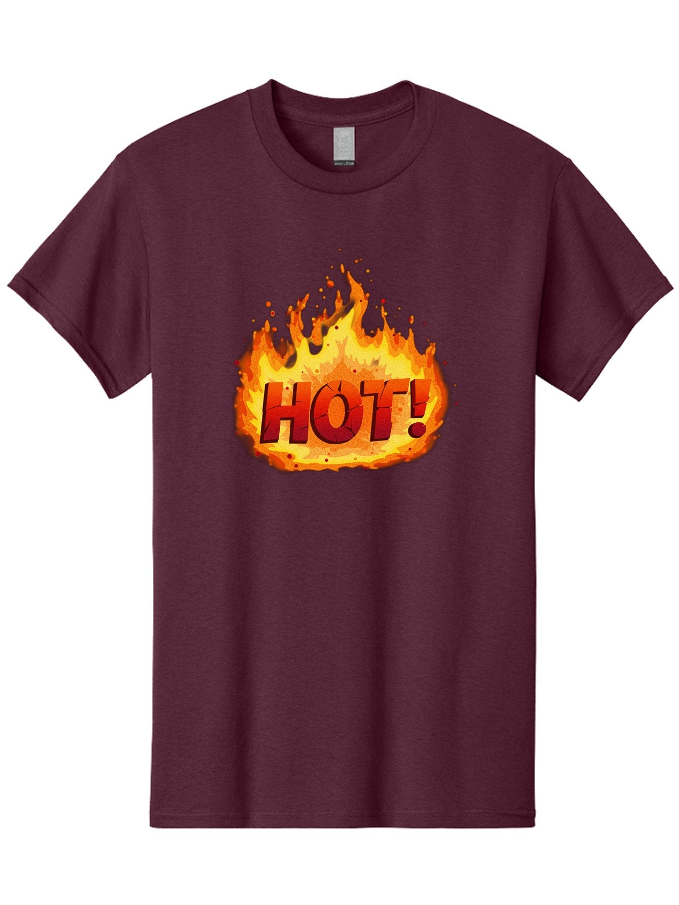 Hot-10 Men'S Graphic Tee, 100% Cotton, Comfortable Casual Summer Wear, Machine Washable, Flaming Text, Hot!, Burning Flames, Bold Font, Fiery Design, Attention-Grabbing Graphic, Intense Illustration, Passionate Visuals, Dramatic Effect Baa798 10