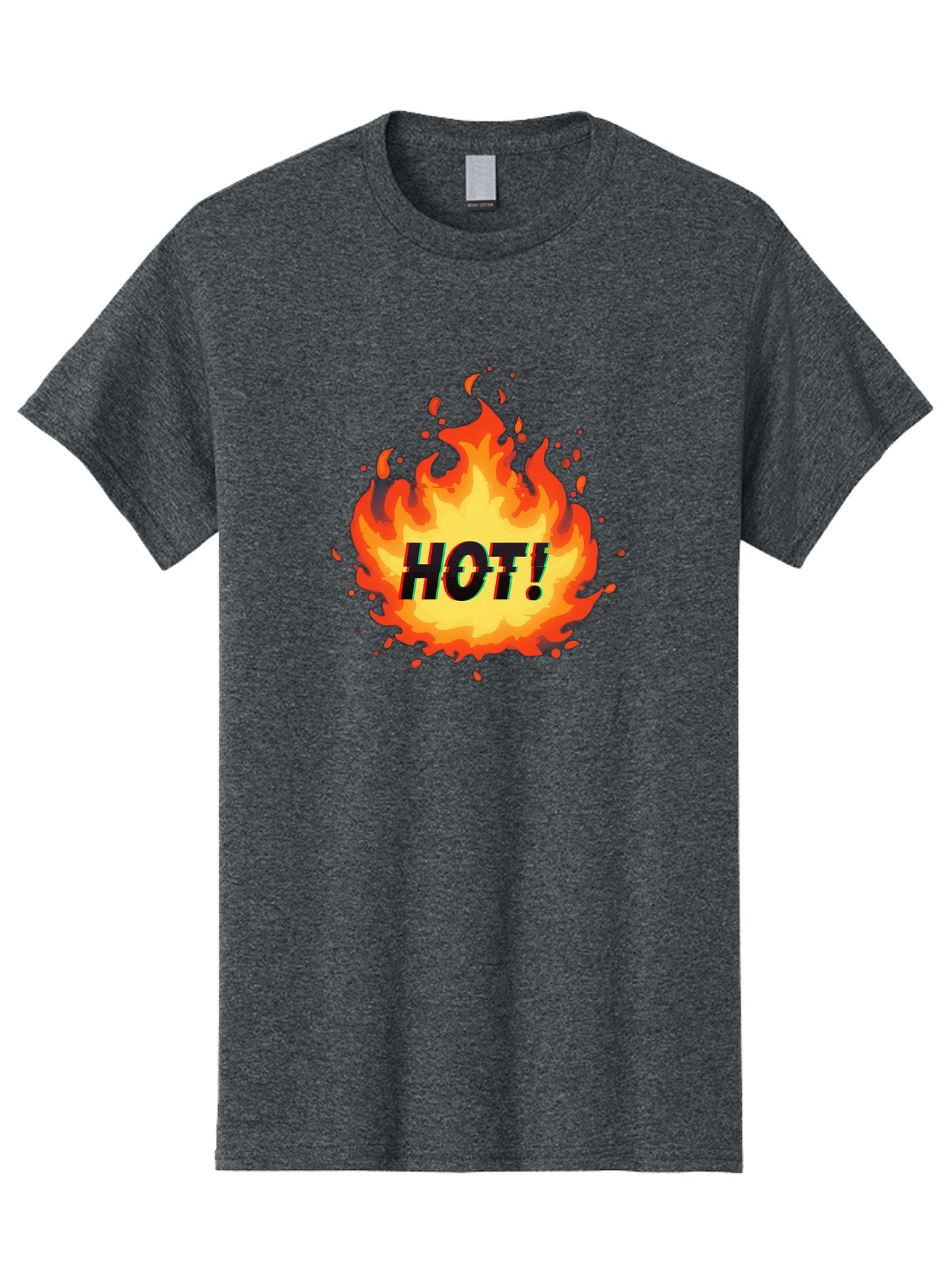 Hot-12 Men'S Graphic Tee, 100% Cotton, Comfortable Casual Summer Wear, Machine Washable, Yellow And Orange Flame, Fire Graphic, Hot Text, Bold Font, Intense Heat, Fiery Illustration, Dramatic Design, Splattered Flames Baa800 8