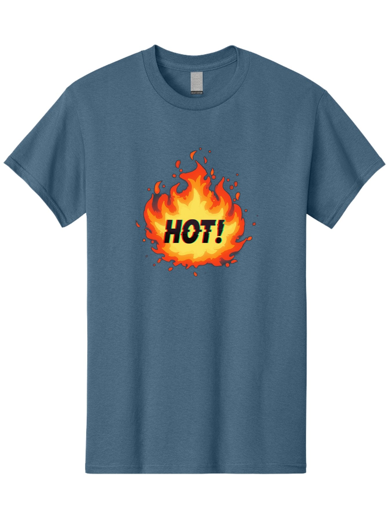 Hot-12 Men'S Graphic Tee, 100% Cotton, Comfortable Casual Summer Wear, Machine Washable, Yellow And Orange Flame, Fire Graphic, Hot Text, Bold Font, Intense Heat, Fiery Illustration, Dramatic Design, Splattered Flames Baa800 3