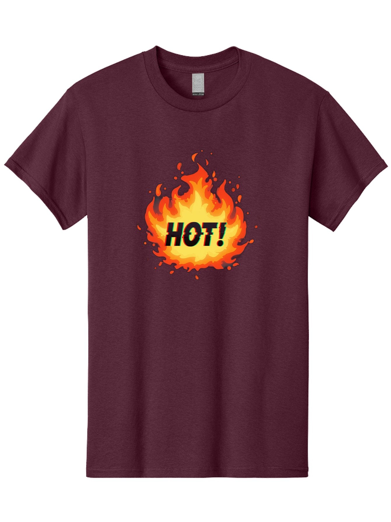 Hot-12 Men'S Graphic Tee, 100% Cotton, Comfortable Casual Summer Wear, Machine Washable, Yellow And Orange Flame, Fire Graphic, Hot Text, Bold Font, Intense Heat, Fiery Illustration, Dramatic Design, Splattered Flames Baa800 13