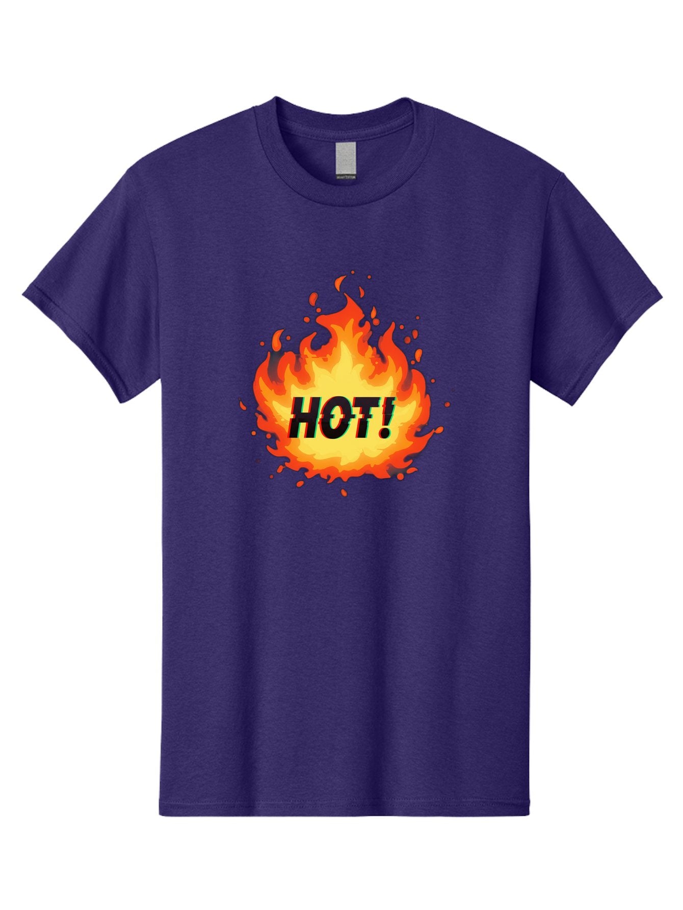 Hot-12 Men'S Graphic Tee, 100% Cotton, Comfortable Casual Summer Wear, Machine Washable, Yellow And Orange Flame, Fire Graphic, Hot Text, Bold Font, Intense Heat, Fiery Illustration, Dramatic Design, Splattered Flames Baa800 4