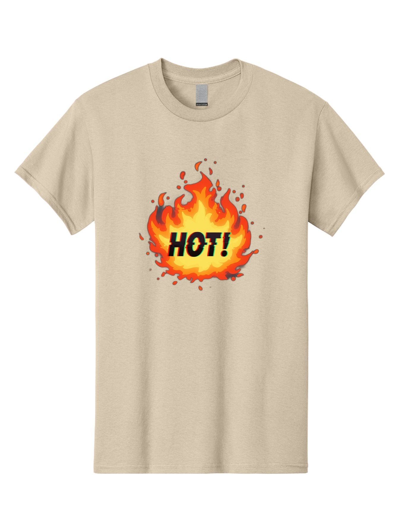 Hot-12 Men'S Graphic Tee, 100% Cotton, Comfortable Casual Summer Wear, Machine Washable, Yellow And Orange Flame, Fire Graphic, Hot Text, Bold Font, Intense Heat, Fiery Illustration, Dramatic Design, Splattered Flames Baa800 15