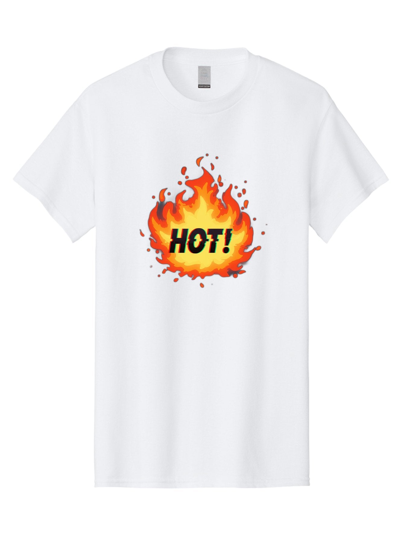 Hot-12 Men'S Graphic Tee, 100% Cotton, Comfortable Casual Summer Wear, Machine Washable, Yellow And Orange Flame, Fire Graphic, Hot Text, Bold Font, Intense Heat, Fiery Illustration, Dramatic Design, Splattered Flames Baa800 6