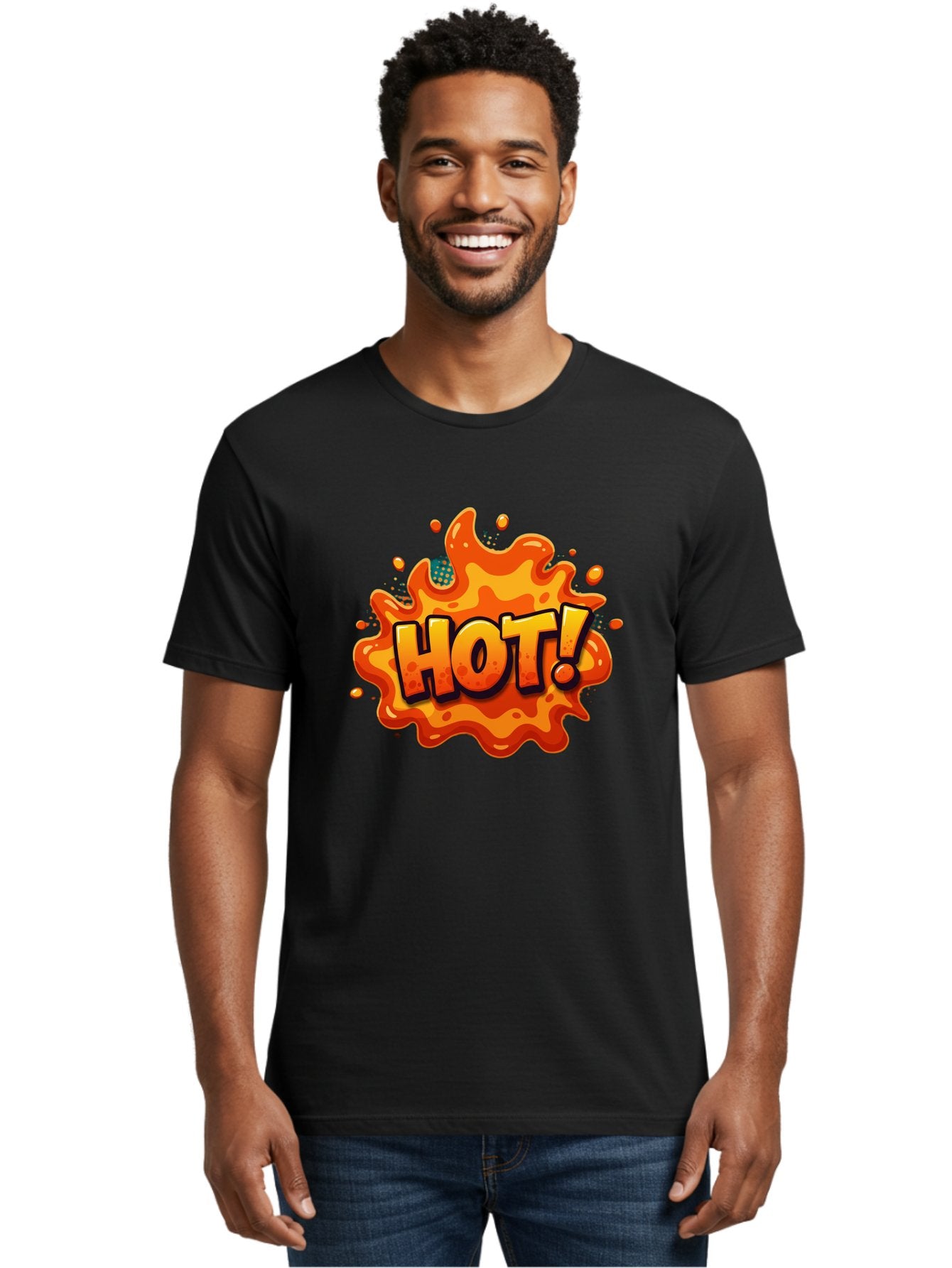 Hot-2 Men'S Graphic Tee, 100% Cotton, Comfortable Casual Summer Wear, Machine Washable, Hot Sauce, Spicy Food, Cartoon Style, Vibrant Colors, Splattered Design, Condiment, Bold Typography, Animated Art Baa801 30