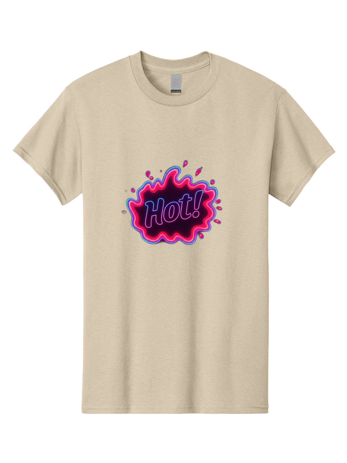 Hot-4 Men'S Graphic Tee, 100% Cotton, Comfortable Casual Summer Wear, Machine Washable, Neon Sign, Hot Sale, Comic Book Style, Pop Art, Vibrant Pink, Blue Glow, Dynamic Graphics, Attention-Grabbing Design, Trendy Visuals, Energetic Feel, Baa803 5