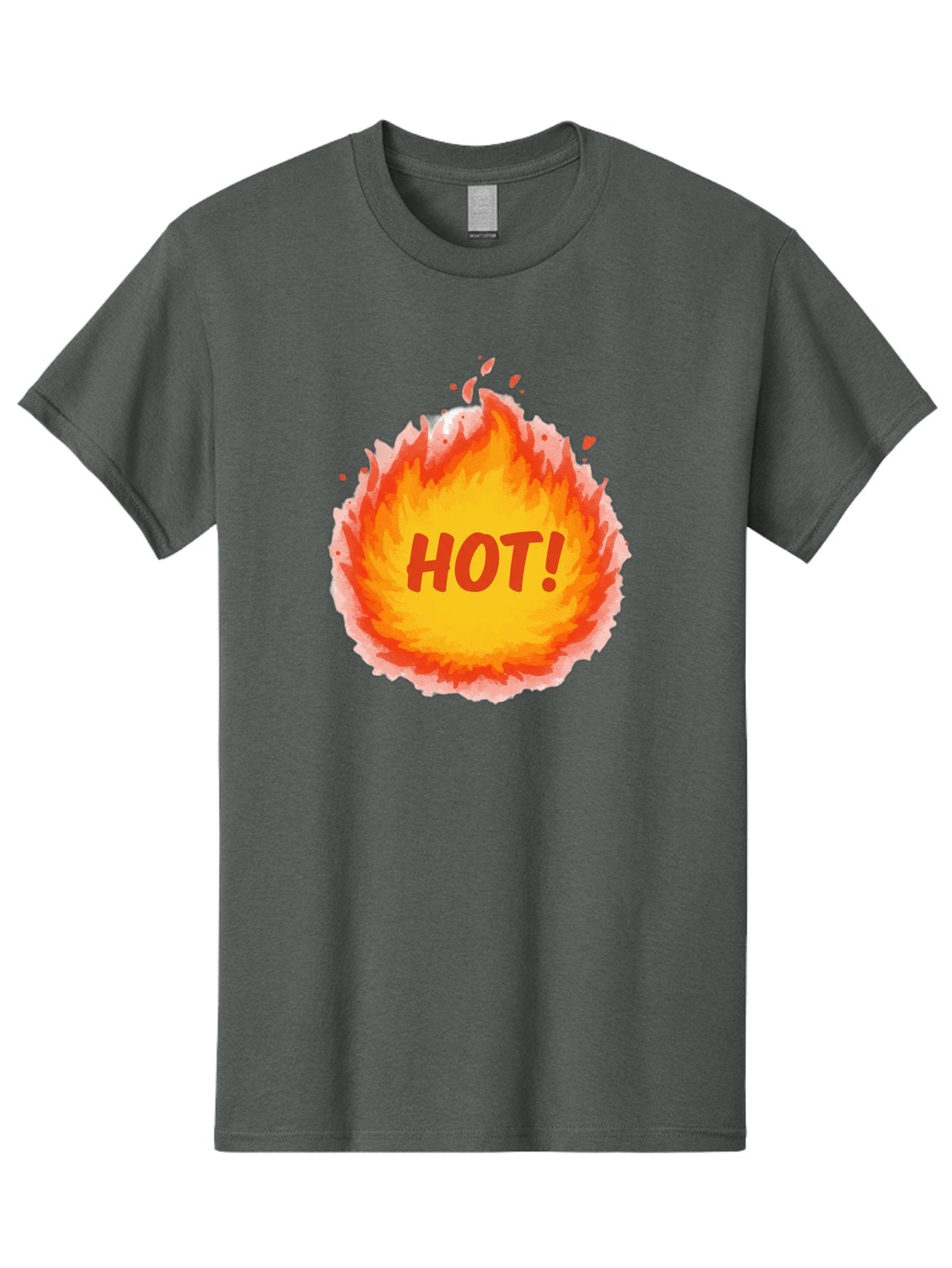 Hot-5 Men'S Graphic Tee, 100% Cotton, Comfortable Casual Summer Wear, Machine Washable, Fireball Graphic, Burning Flames, Hot Trending Topic, Fiery Passion, Intense Heat, Bold Red Letters, Vibrant Colors, Energetic Vibe, Baa804