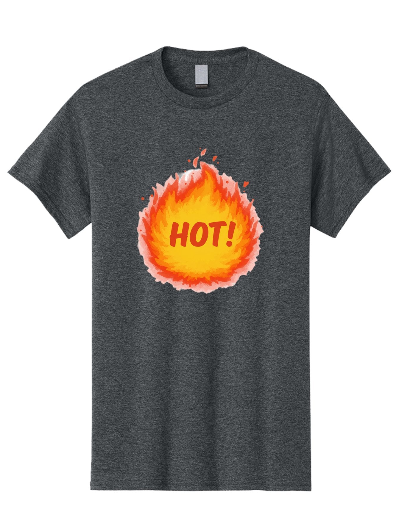 Hot-5 Men'S Graphic Tee, 100% Cotton, Comfortable Casual Summer Wear, Machine Washable, Fireball Graphic, Burning Flames, Hot Trending Topic, Fiery Passion, Intense Heat, Bold Red Letters, Vibrant Colors, Energetic Vibe, Baa804