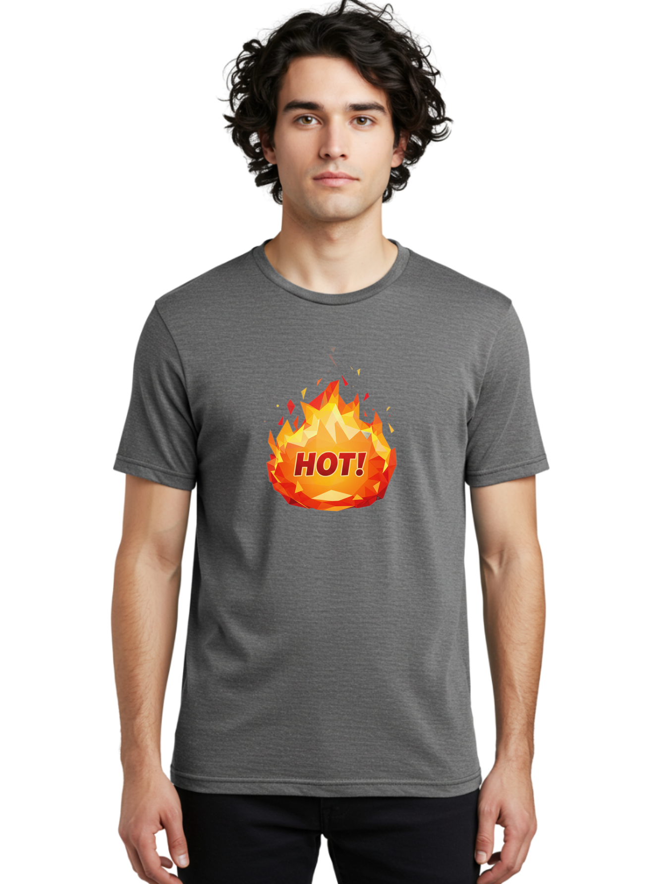 Hot-6 Men'S Graphic Tee, 100% Cotton, Comfortable Casual Summer Wear, Machine Washable, Hot Badge, Fiery Emblem, Orange Flames, Bold Text, Hot!, Burning Effect, Vibrant Graphics, Attention-Grabbing Design, Fiery Graphics, Explosive Badge Baa805 24