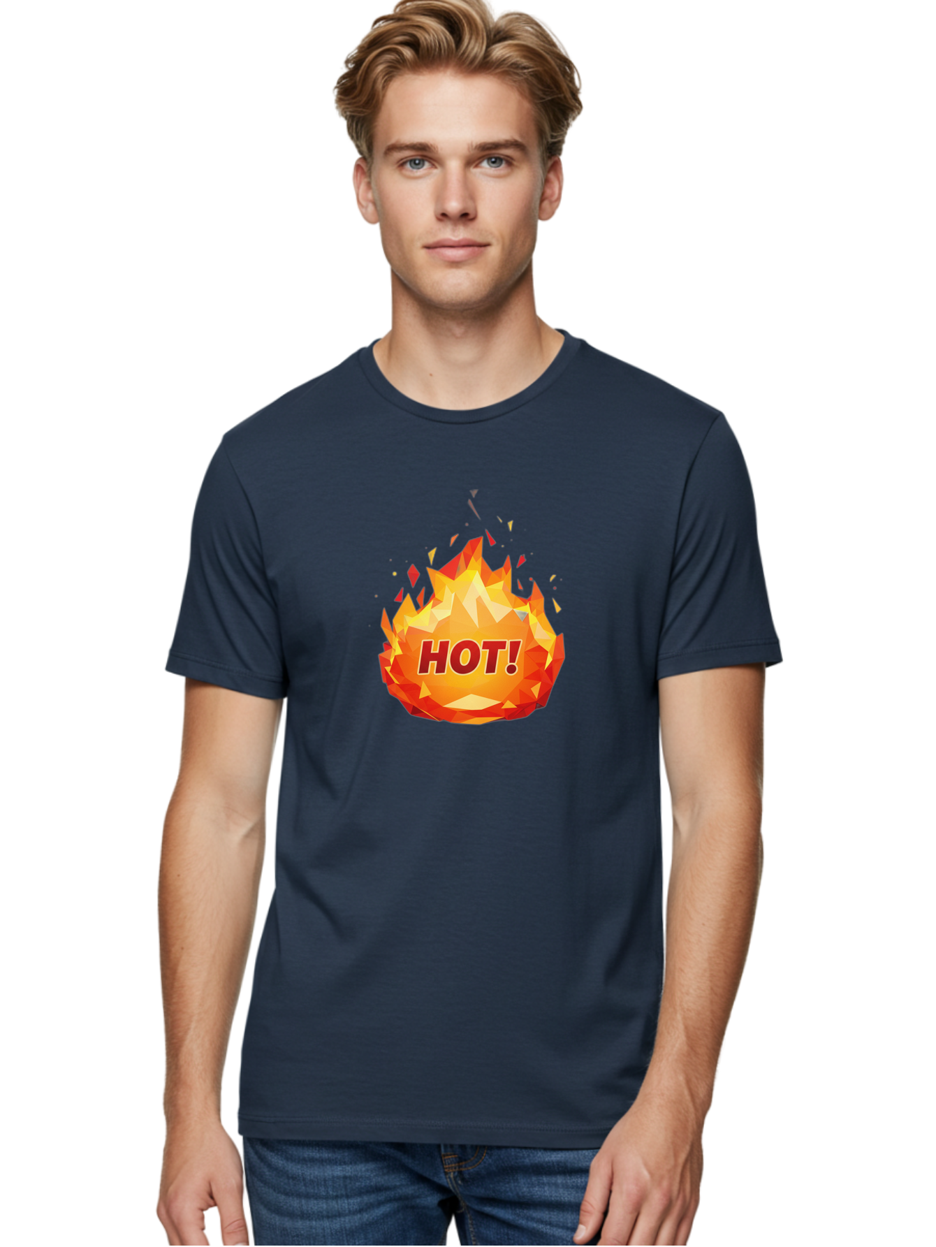 Hot-6 Men'S Graphic Tee, 100% Cotton, Comfortable Casual Summer Wear, Machine Washable, Hot Badge, Fiery Emblem, Orange Flames, Bold Text, Hot!, Burning Effect, Vibrant Graphics, Attention-Grabbing Design, Fiery Graphics, Explosive Badge Baa805 16