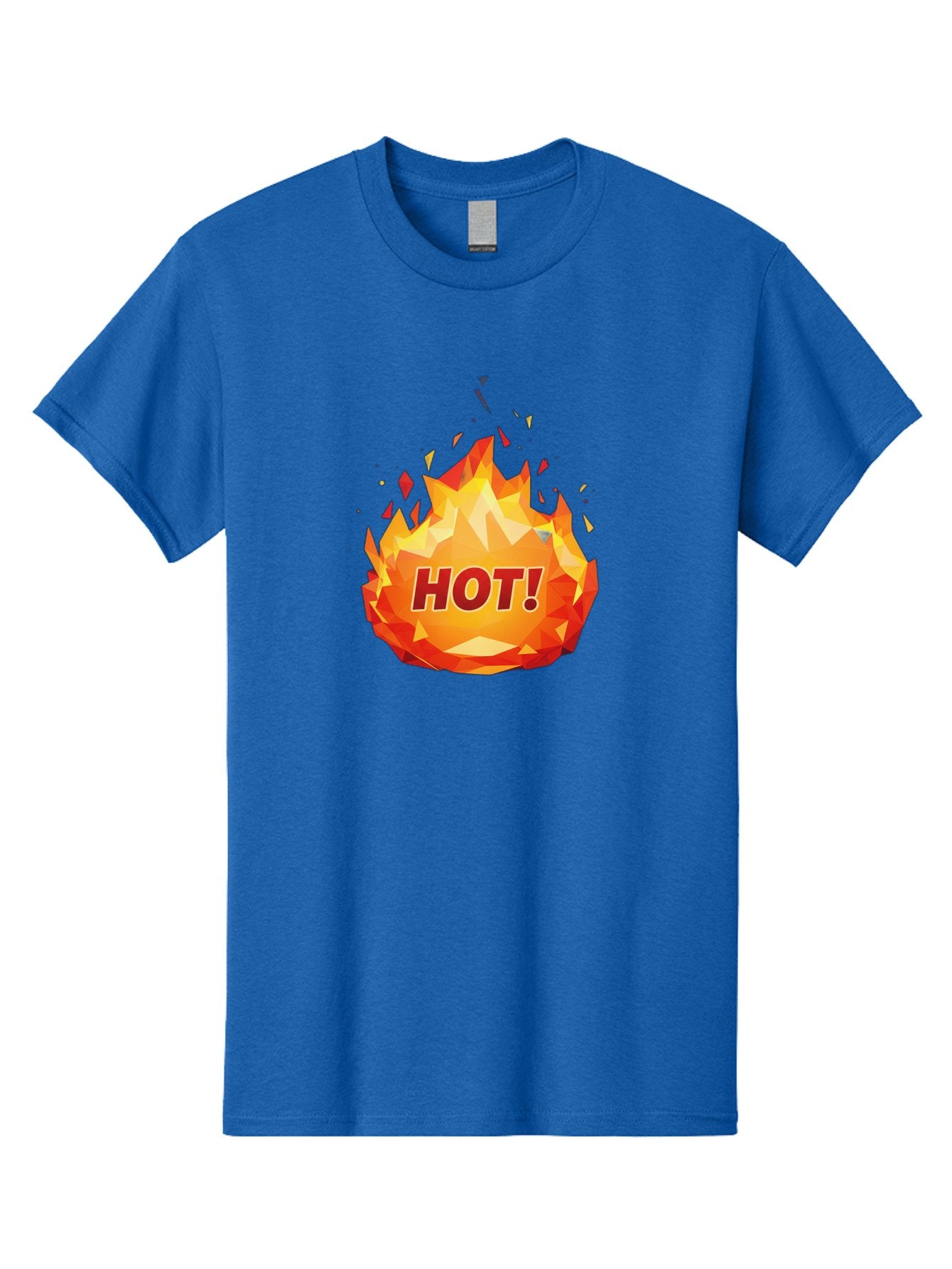 Hot-6 Men'S Graphic Tee, 100% Cotton, Comfortable Casual Summer Wear, Machine Washable, Hot Badge, Fiery Emblem, Orange Flames, Bold Text, Hot!, Burning Effect, Vibrant Graphics, Attention-Grabbing Design, Fiery Graphics, Explosive Badge Baa805