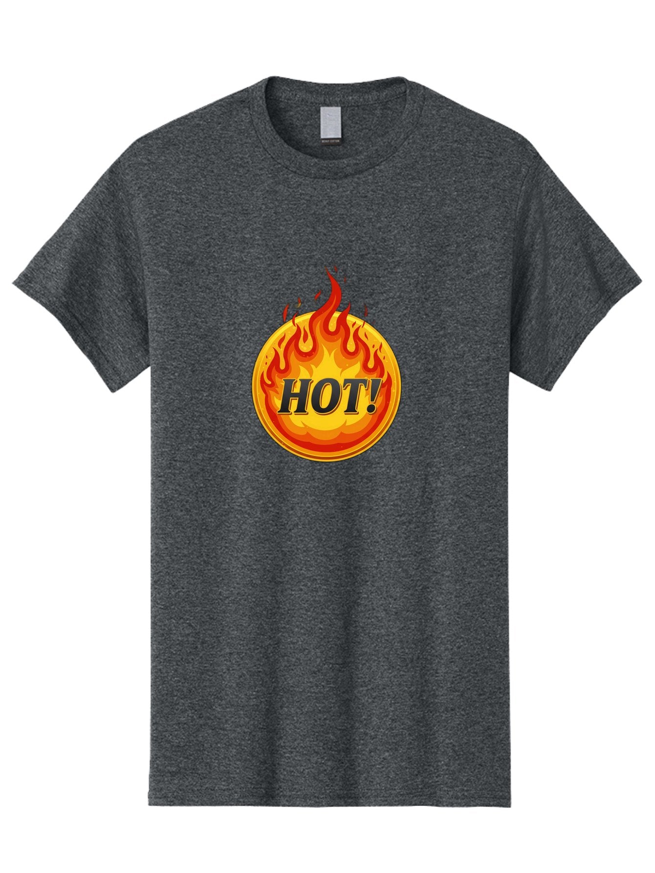 Hot-7 Men'S Graphic Tee, 100% Cotton, Comfortable Casual Summer Wear, Machine Washable, Flame Design, Fiery Graphic, Hot Item, Bold Typography, Fiery Theme, Hot! Text, Vibrant Colors, Energetic Vibe, Dynamic Illustration Baa806 3
