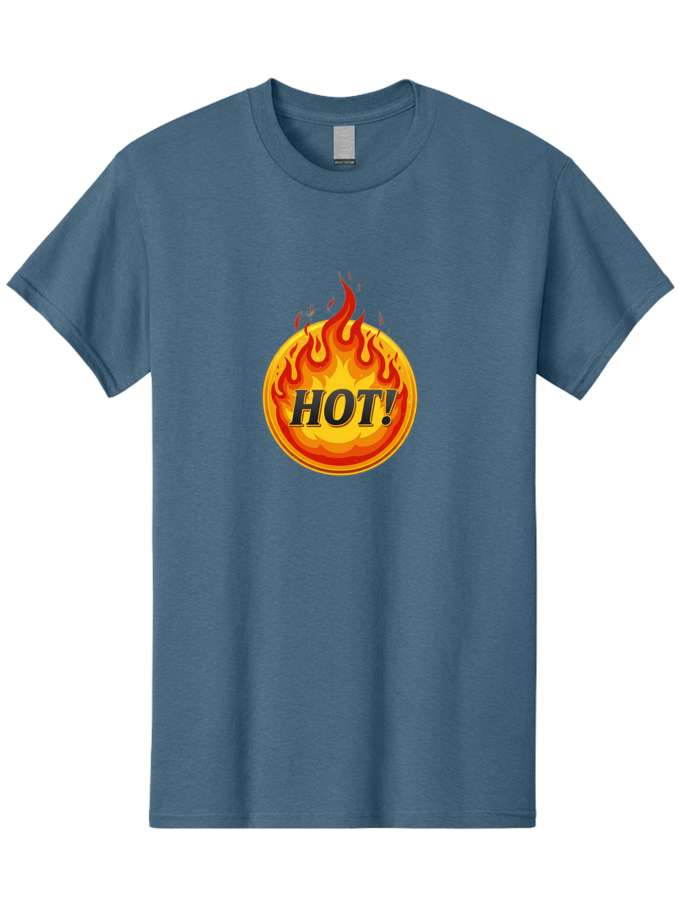 Hot-7 Men'S Graphic Tee, 100% Cotton, Comfortable Casual Summer Wear, Machine Washable, Flame Design, Fiery Graphic, Hot Item, Bold Typography, Fiery Theme, Hot! Text, Vibrant Colors, Energetic Vibe, Dynamic Illustration Baa806 7