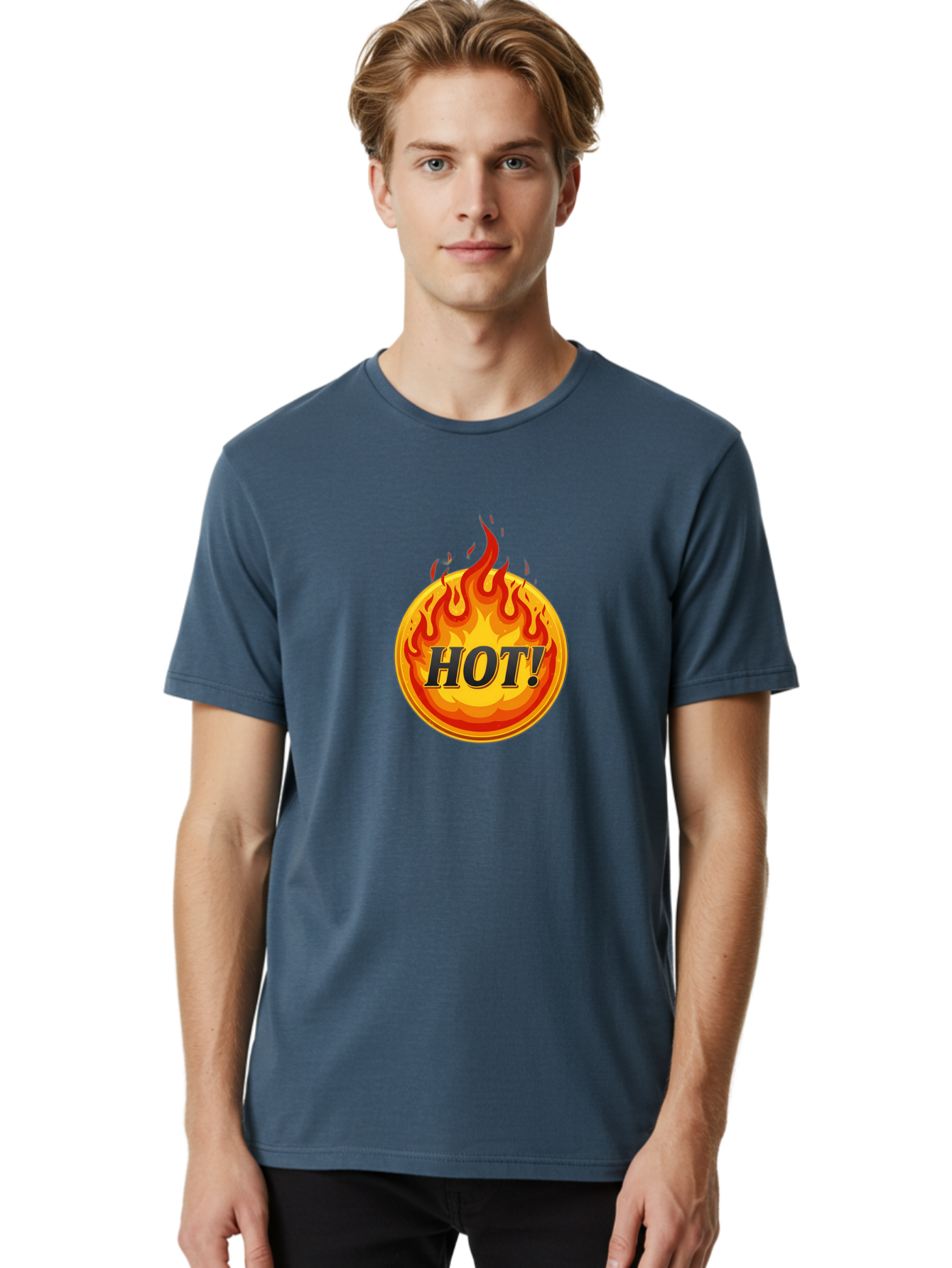 Hot-7 Men'S Graphic Tee, 100% Cotton, Comfortable Casual Summer Wear, Machine Washable, Flame Design, Fiery Graphic, Hot Item, Bold Typography, Fiery Theme, Hot! Text, Vibrant Colors, Energetic Vibe, Dynamic Illustration Baa806 8