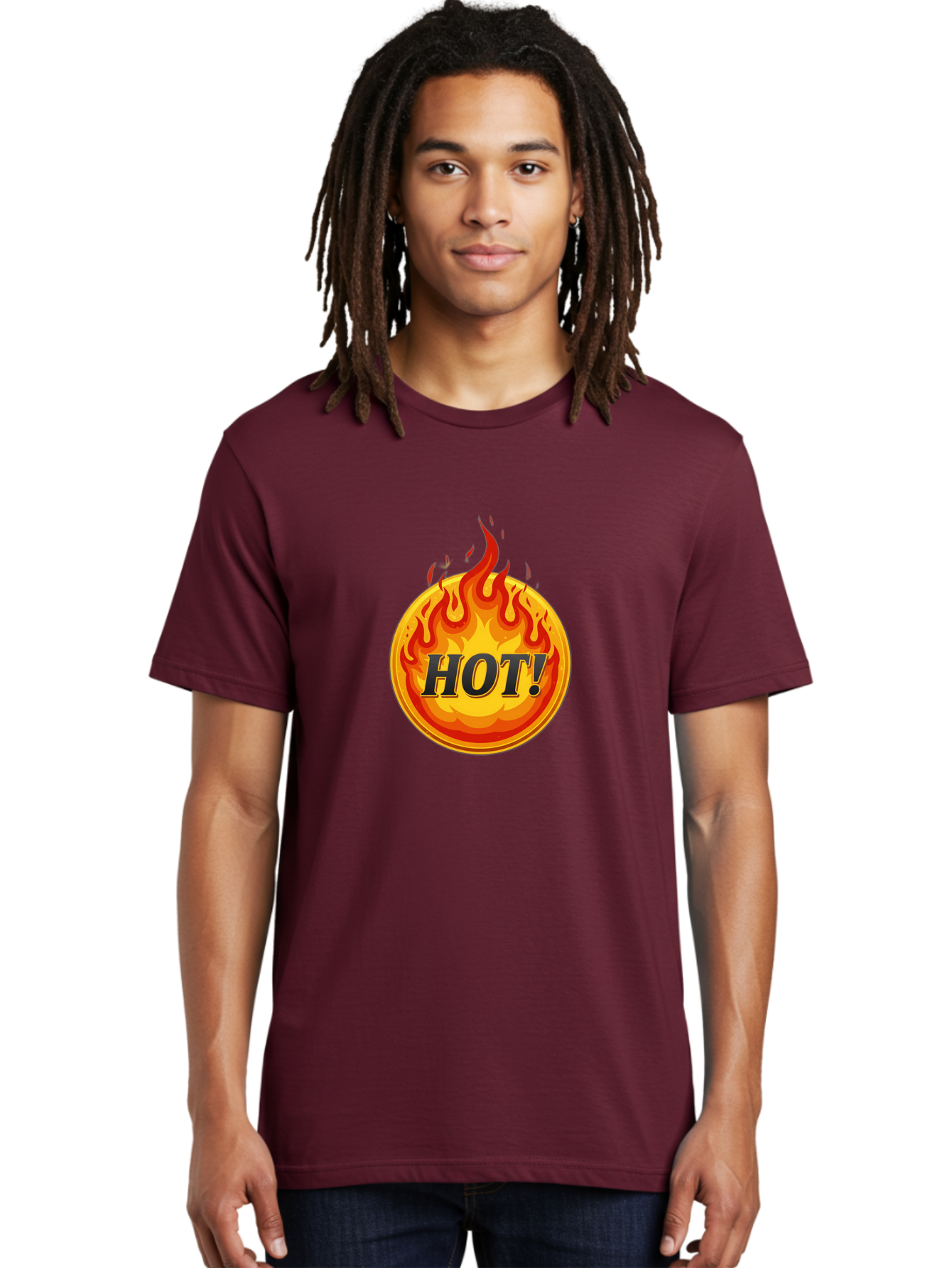 Hot-7 Men'S Graphic Tee, 100% Cotton, Comfortable Casual Summer Wear, Machine Washable, Flame Design, Fiery Graphic, Hot Item, Bold Typography, Fiery Theme, Hot! Text, Vibrant Colors, Energetic Vibe, Dynamic Illustration Baa806 30